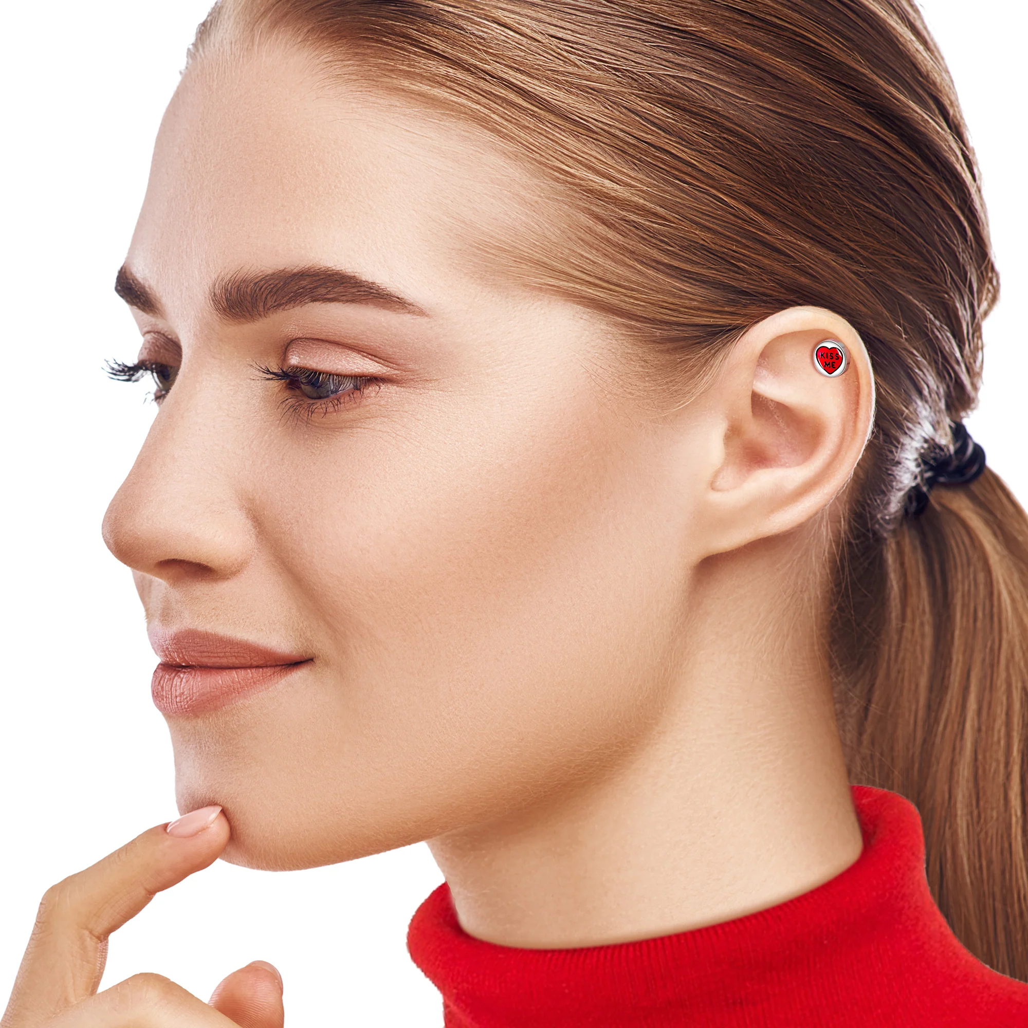 16G 1/4 Kiss Me Candy Heart Cartilage Tragus Earring by Onyx O - Image 4