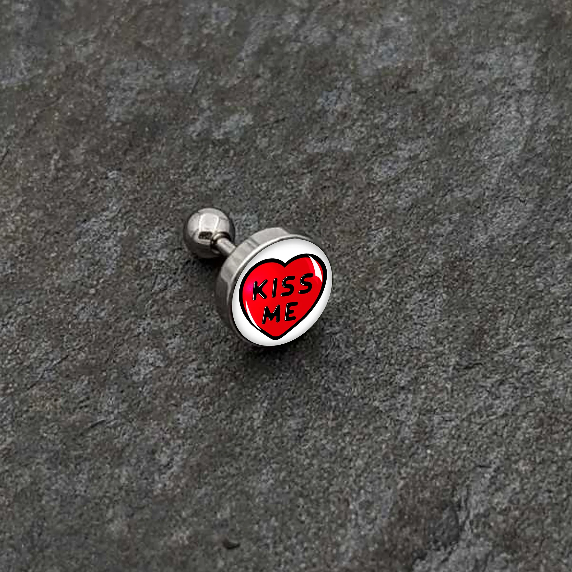 16G 1/4 Kiss Me Candy Heart Cartilage Tragus Earring by Onyx O - Image 6