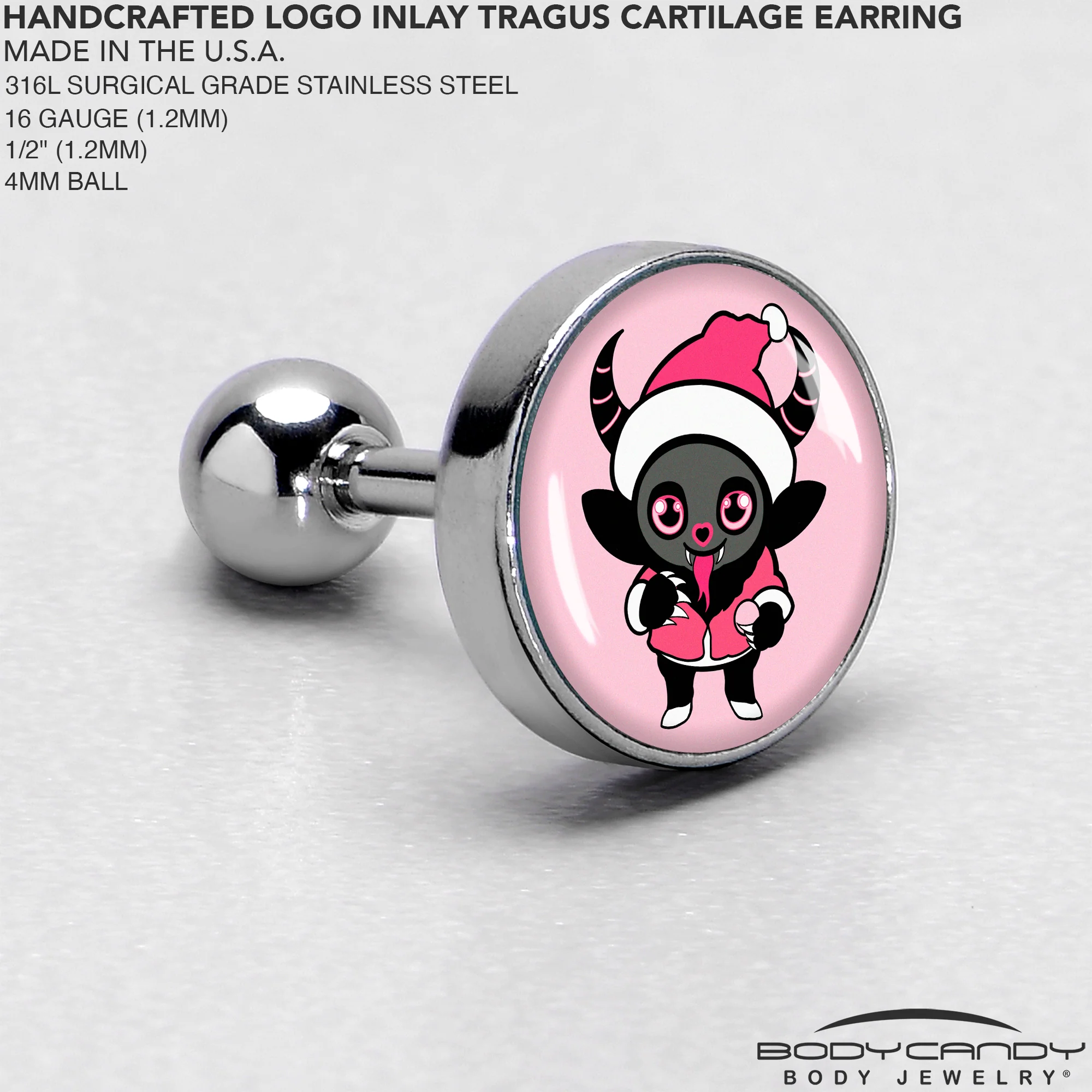 16G 1/4 Krampus Cutie Tragus Cartilage Earring by Onyx O - Image 4