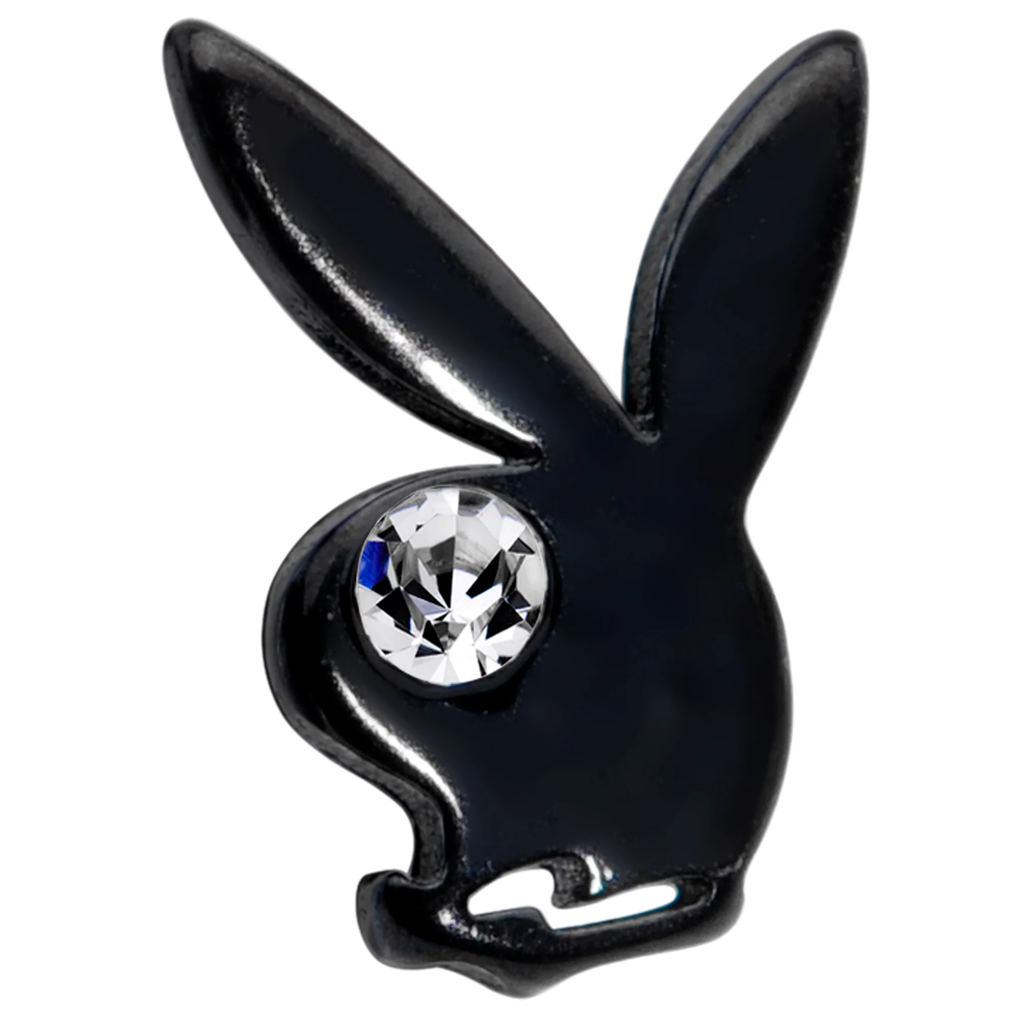 16G 1/4 Licensed Playboy Clear CZ Black Internal Thread Labret - Image 2