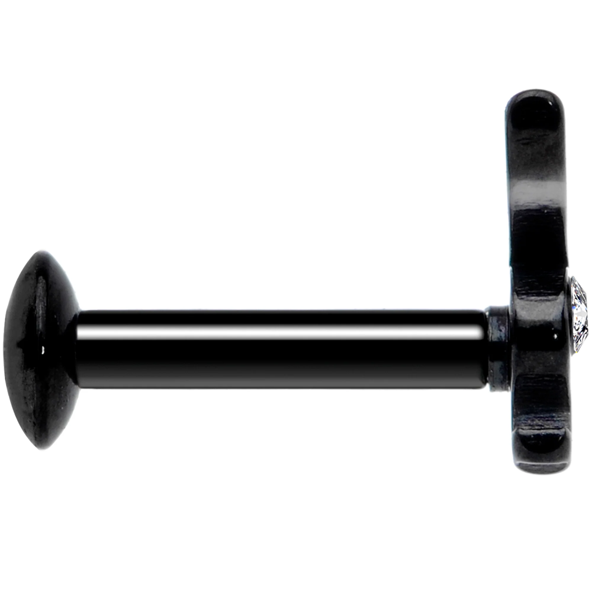 16G 1/4 Licensed Playboy Clear CZ Black Internal Thread Labret - Image 3