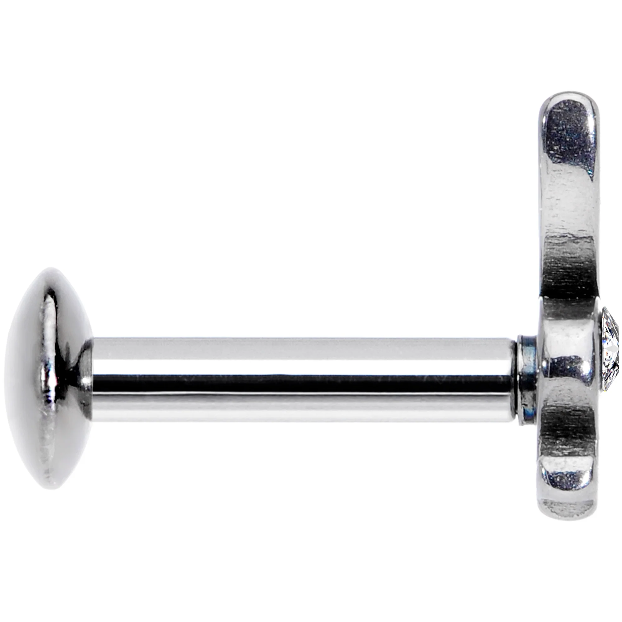 16G 1/4 Licensed Playboy Clear CZ Gem Internally Threaded Labret - Image 3