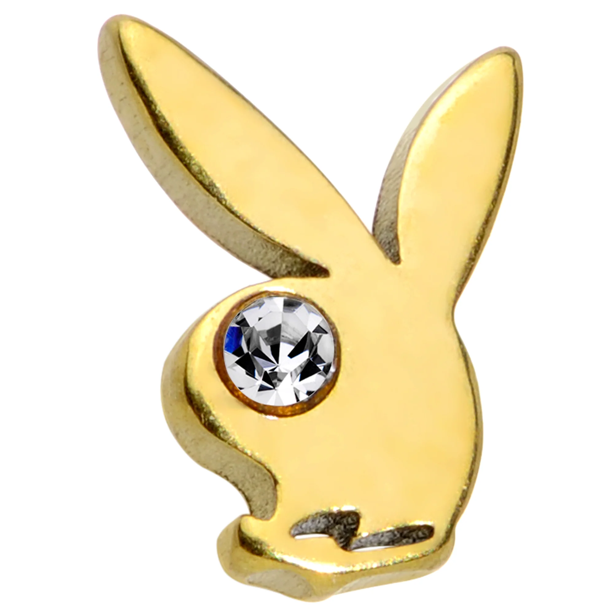 16G 1/4 Licensed Playboy Clear CZ Gold Hue Internal Thread Labret - Image 2