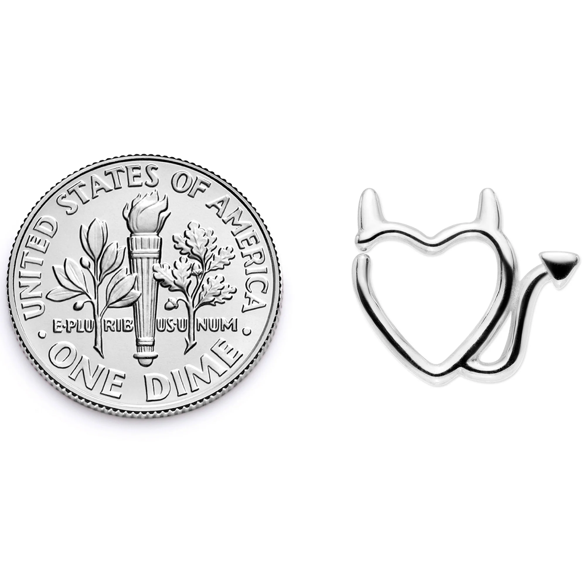 16G 1/4 Little Devil Halloween Heart Closure Ring - Image 4
