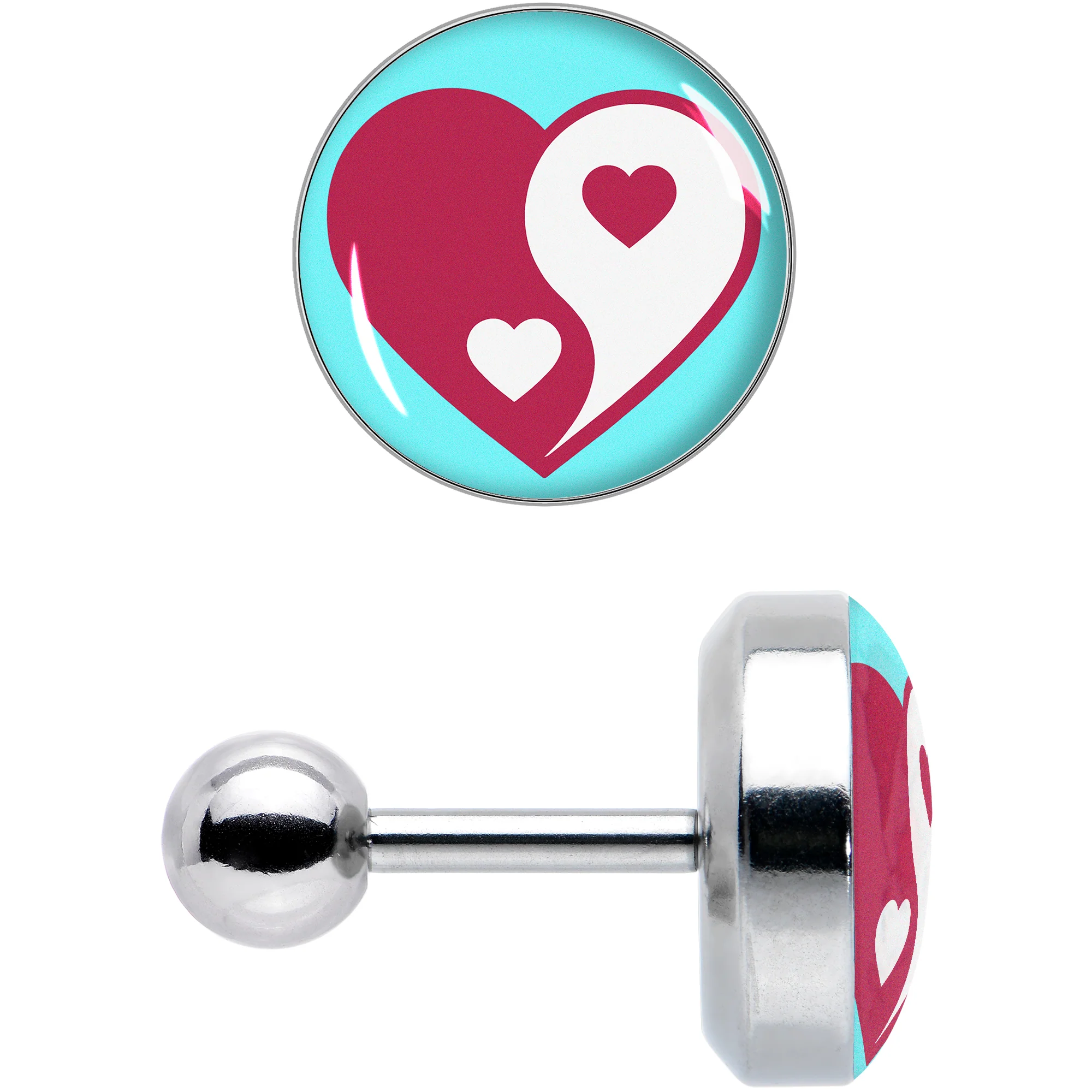 16G 1/4 Love Yin Yang Heart Cartilage Tragus Earring by Onyx O - Image 3