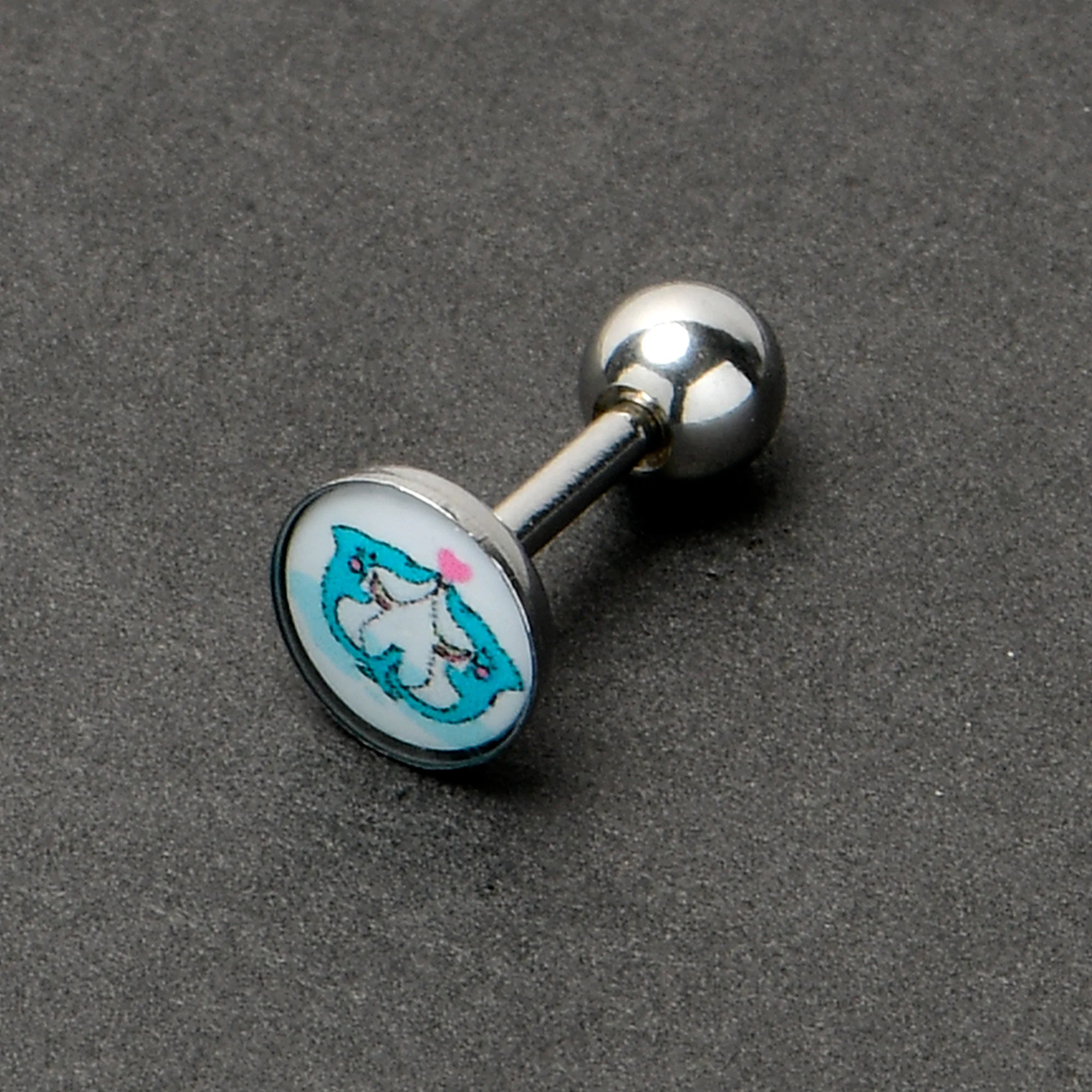 16G 1/4 Loving Blue Whales Cartilage Tragus Stud - Image 6