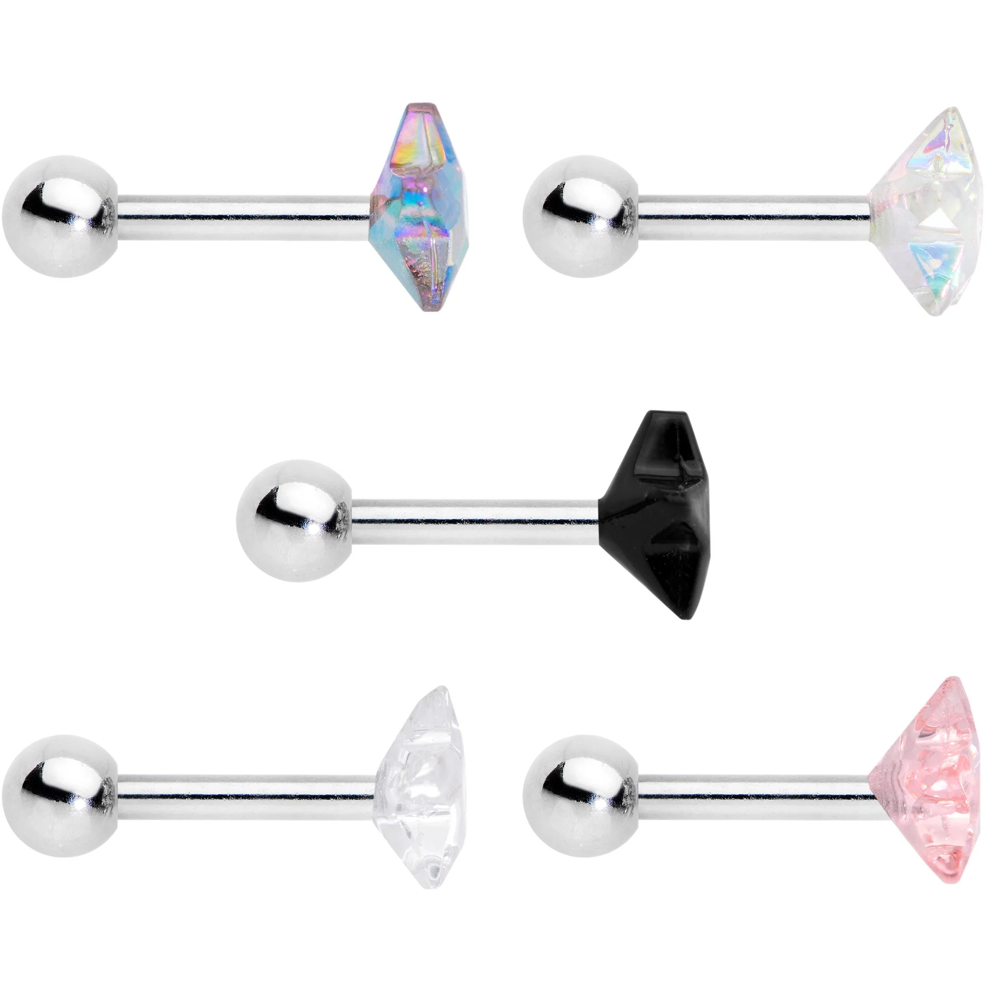 16G 1/4 Multi Color Star Gem Cartilage Tragus Earring Five Pack Set - Image 3