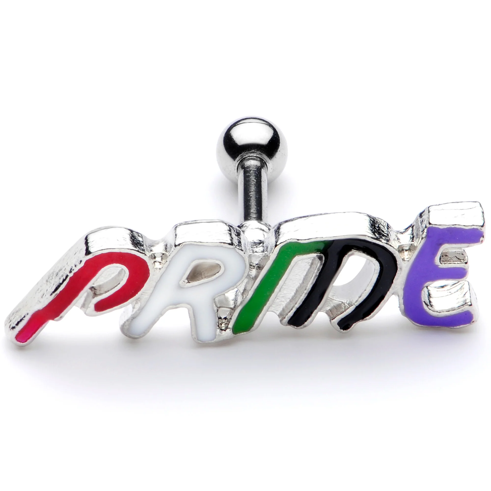 16G 1/4 Multicolor Rainbow Pride Cartilage Tragus Earring - Image 2