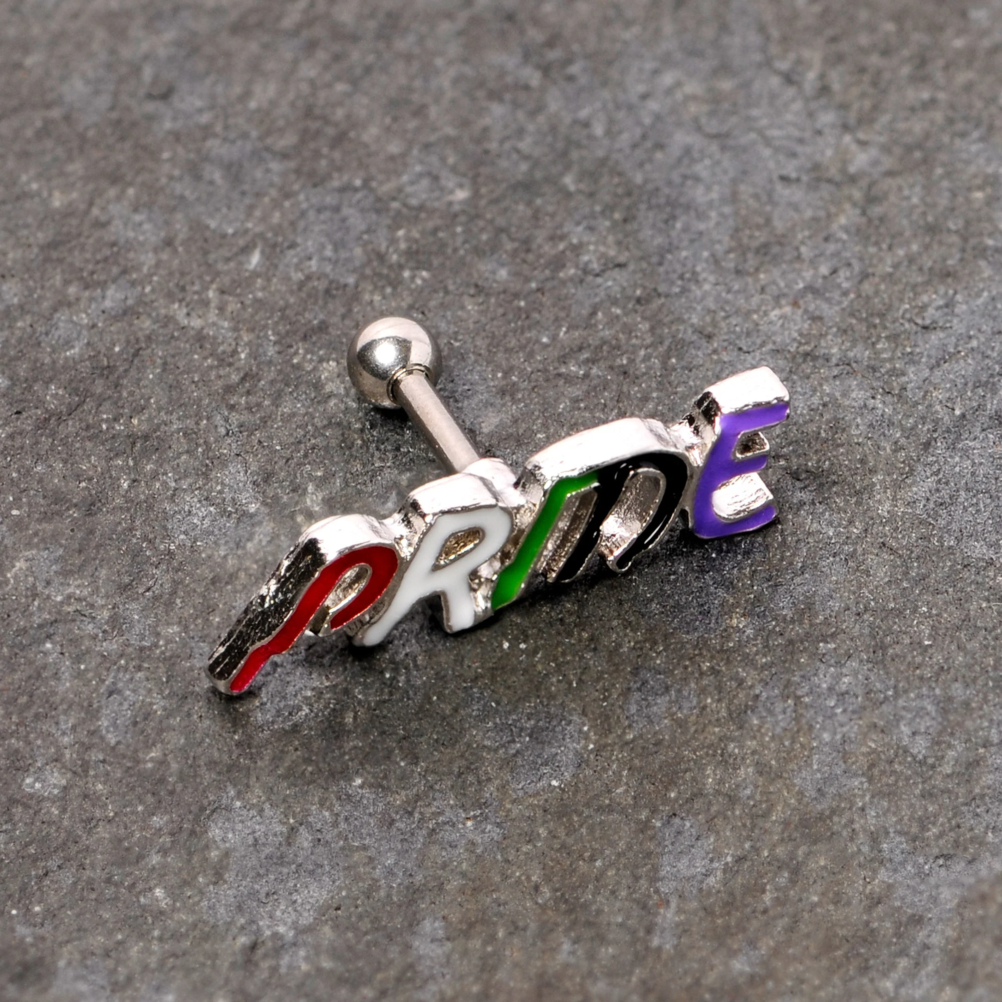 16G 1/4 Multicolor Rainbow Pride Cartilage Tragus Earring - Image 3