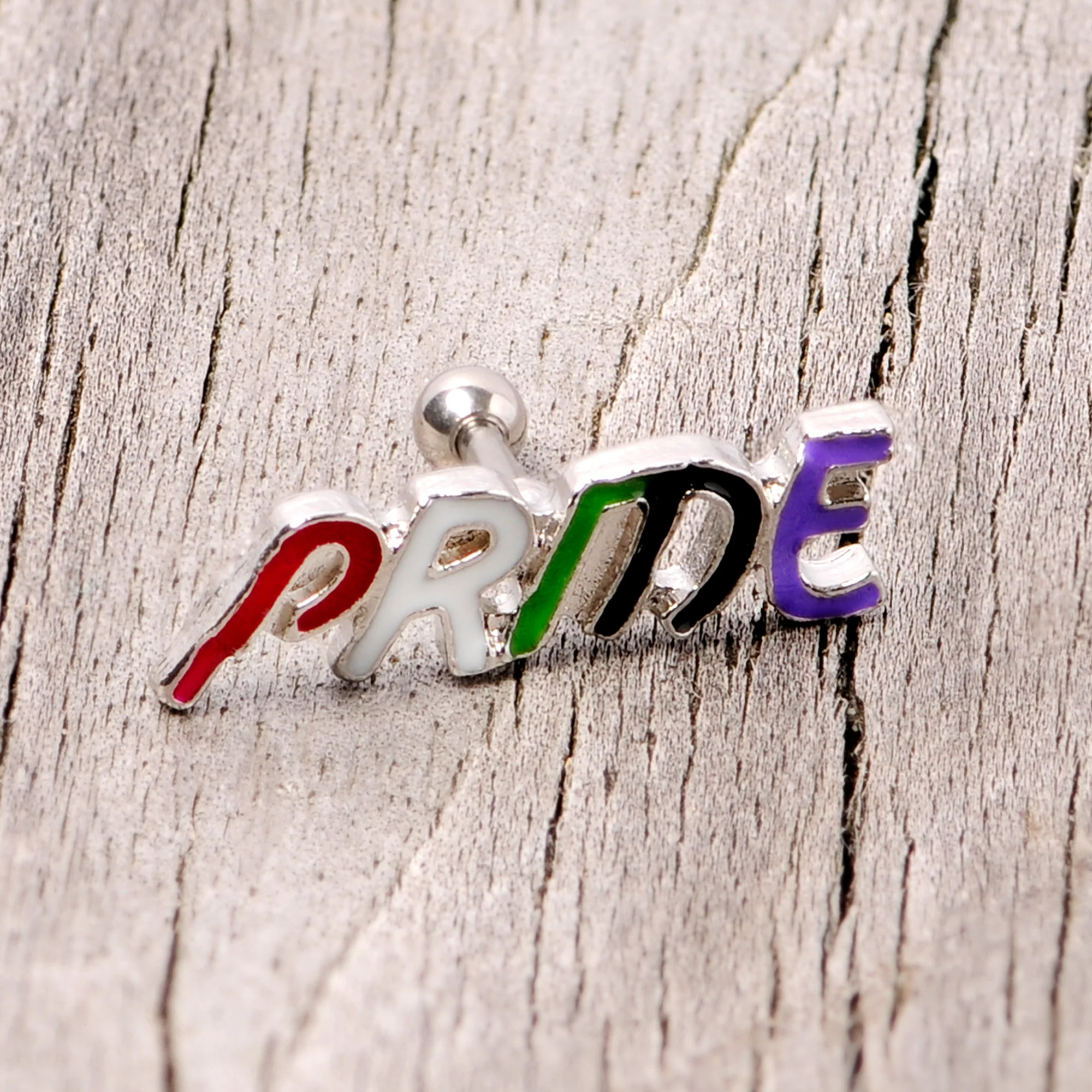 16G 1/4 Multicolor Rainbow Pride Cartilage Tragus Earring - Image 4
