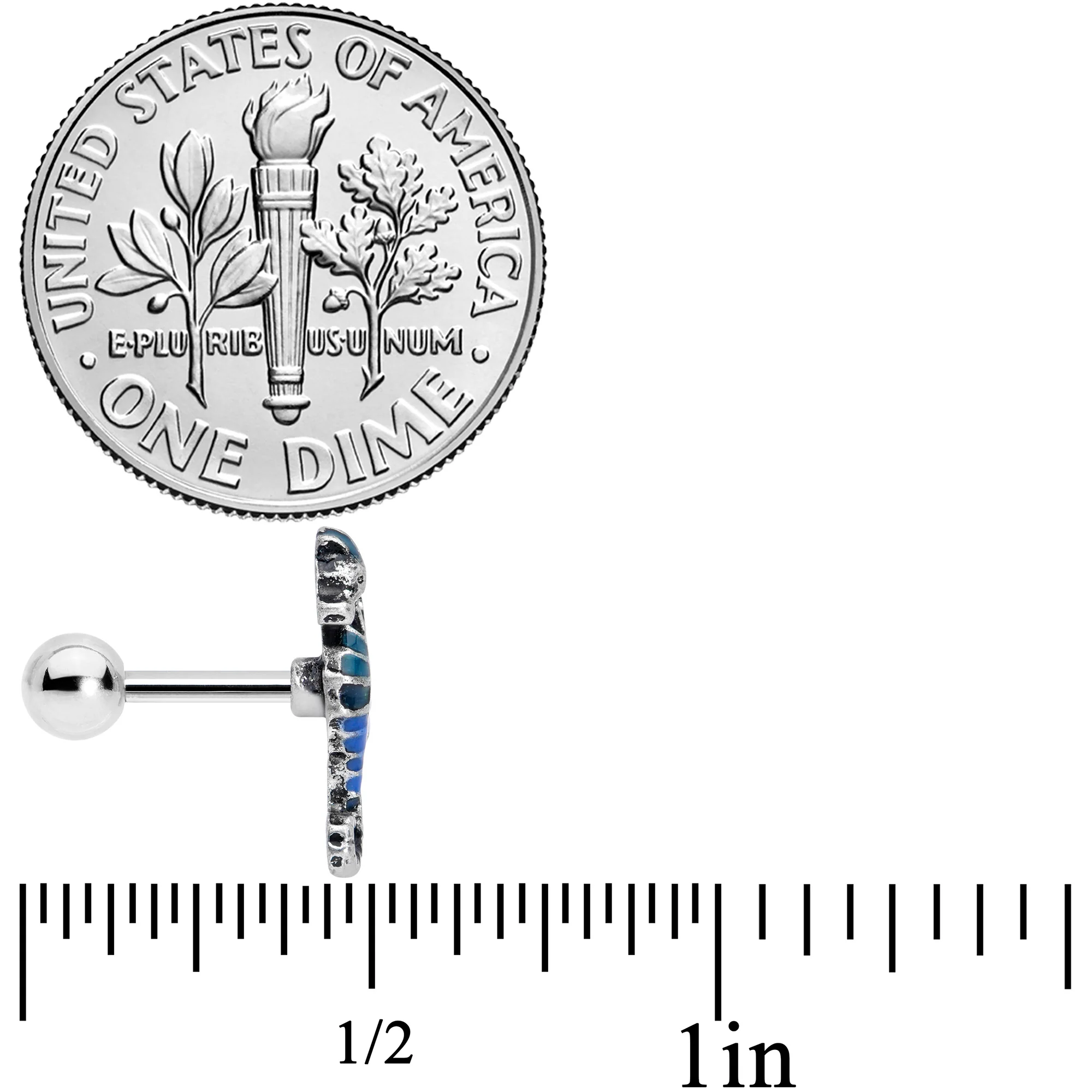 16G 1/4 Nautical Seahorse Cartilage Tragus Earring - Image 4