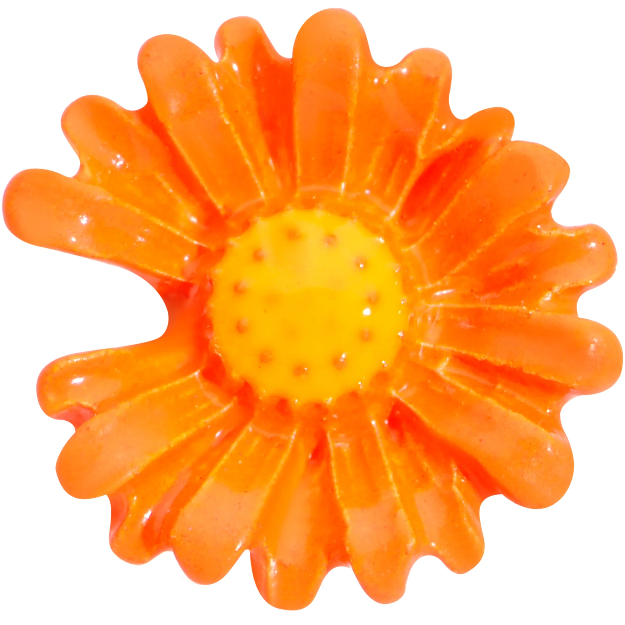 16G 1/4 Orange Daisy Flower Cartilage Tragus Earring - Image 2