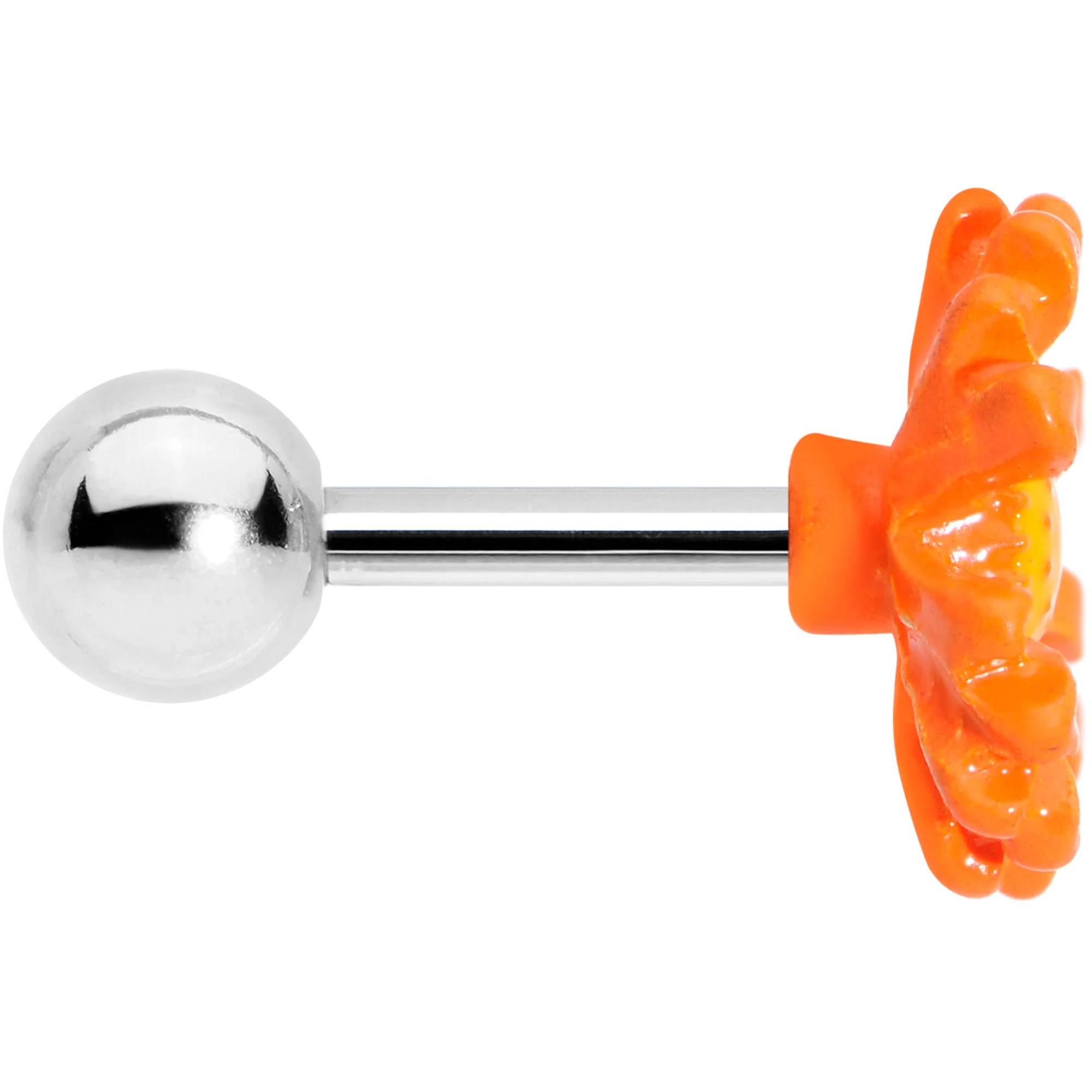 16G 1/4 Orange Daisy Flower Cartilage Tragus Earring - Image 3