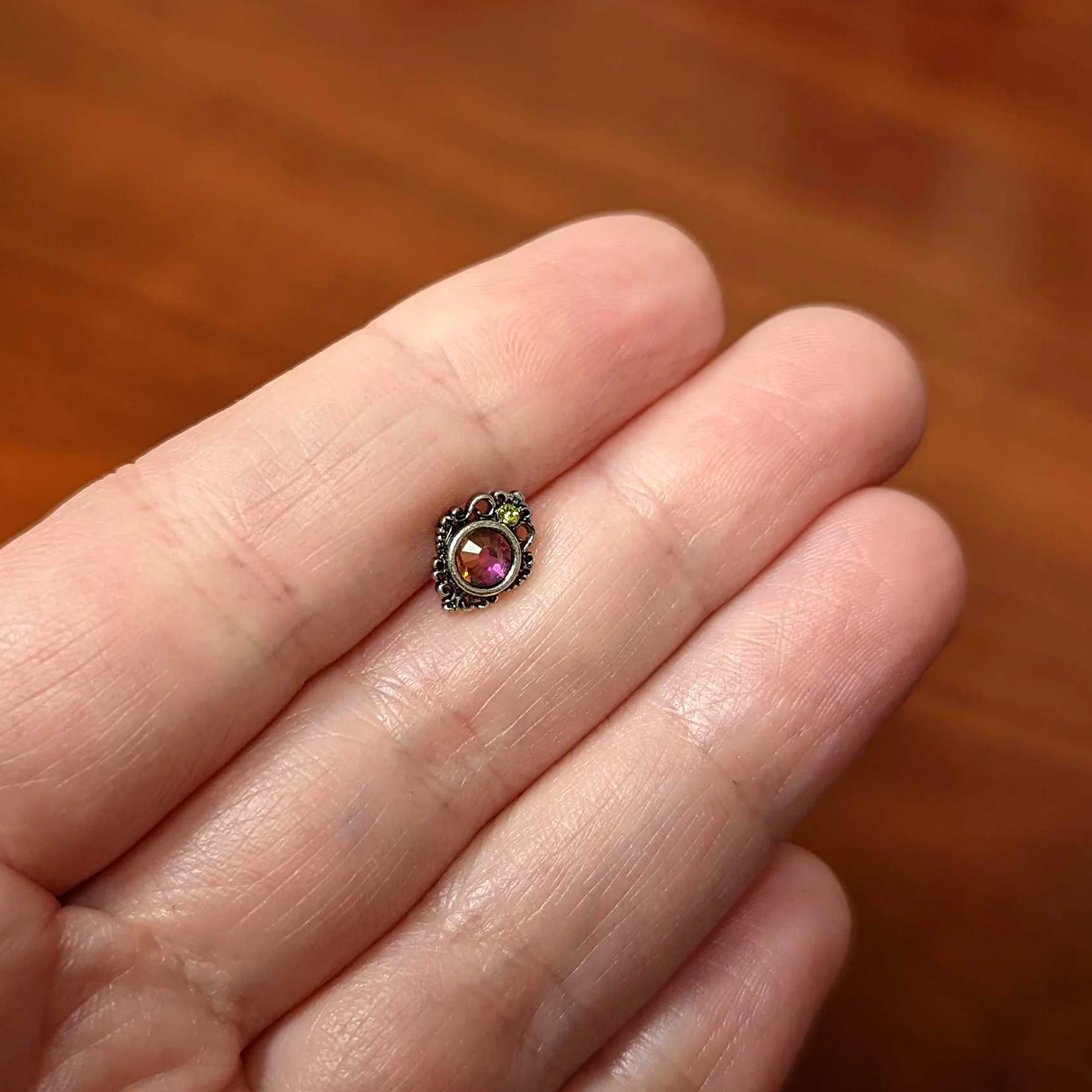 16G 1/4 Orange Green Tourmaline Fire Labret Monroe Tragus - Image 5