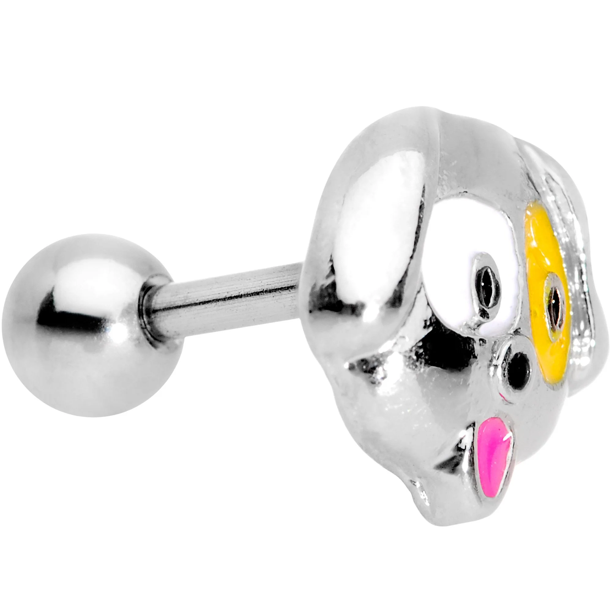 16G 1/4 Orange White Perfect Pooch Dog Tragus Cartilage Earring - Image 2