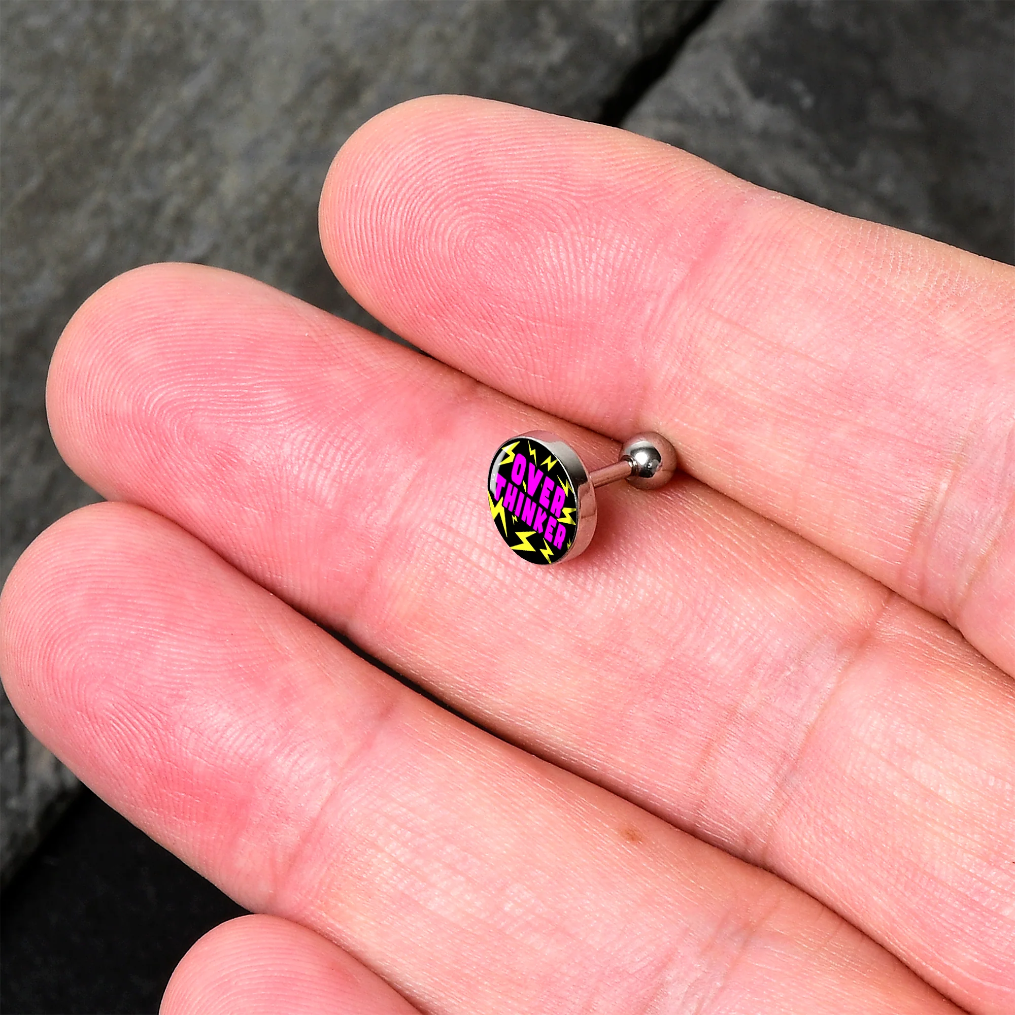 16G 1/4 Over Thinker Impact Tragus Cartilage Earring by Onyx O - Image 2