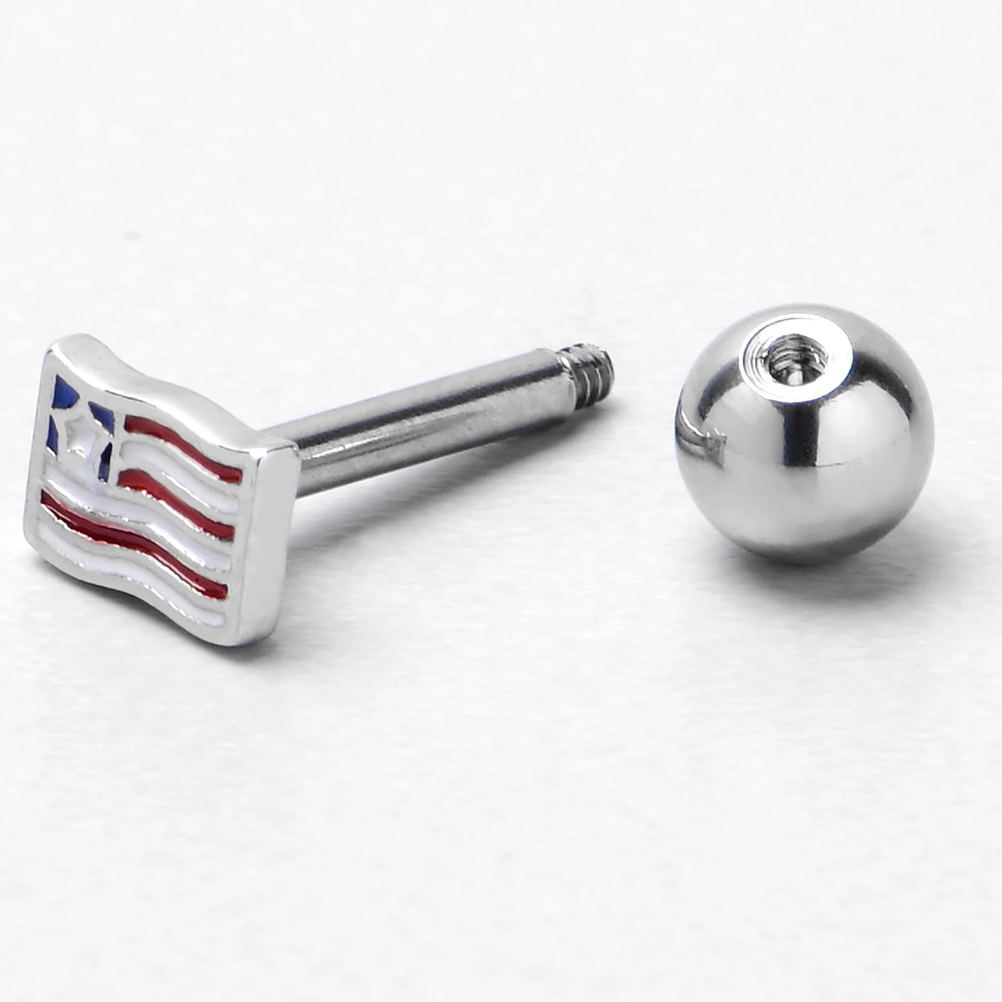 16G 1/4 Patriotic Flag Cartilage Tragus Earring - Image 4