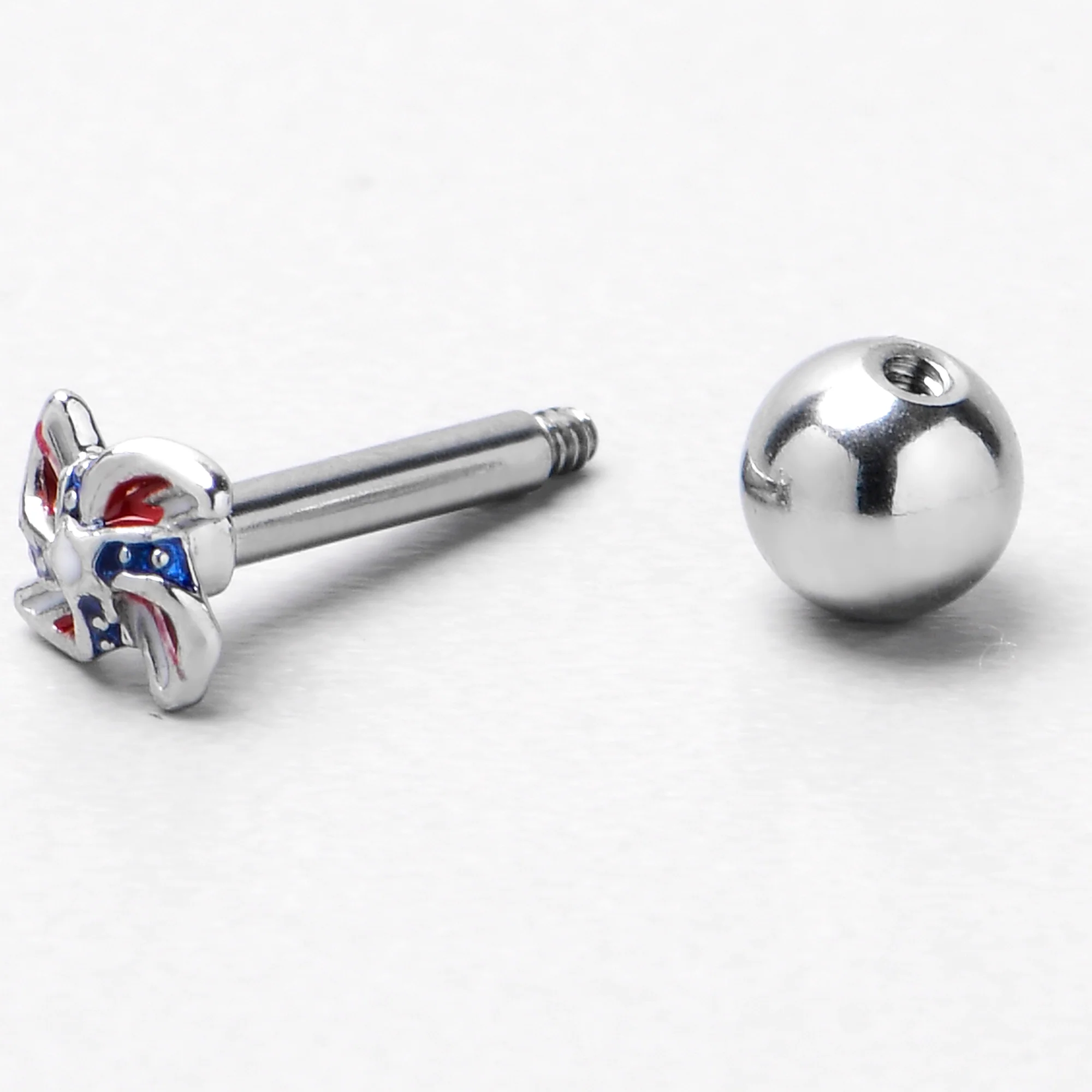 16G 1/4 Patriotic Pinwheel Cartilage Tragus Earring - Image 4
