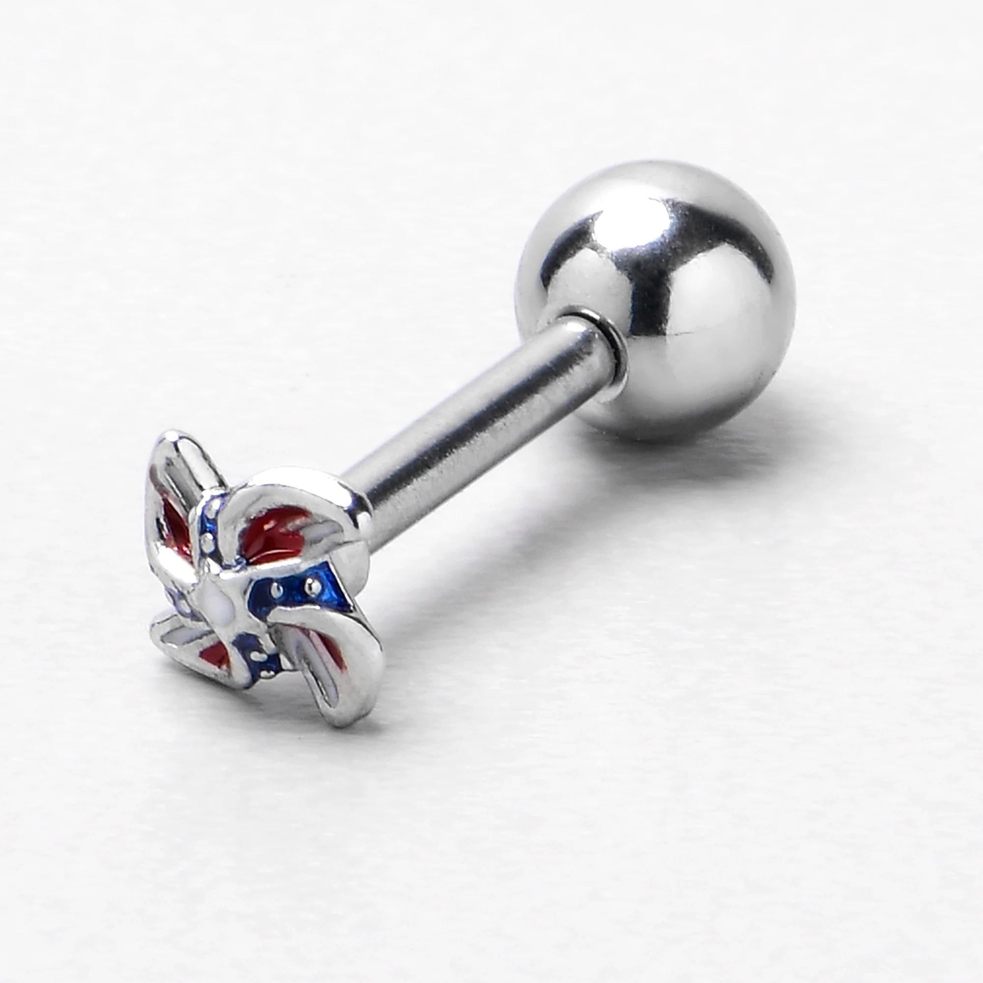 16G 1/4 Patriotic Pinwheel Cartilage Tragus Earring - Image 7