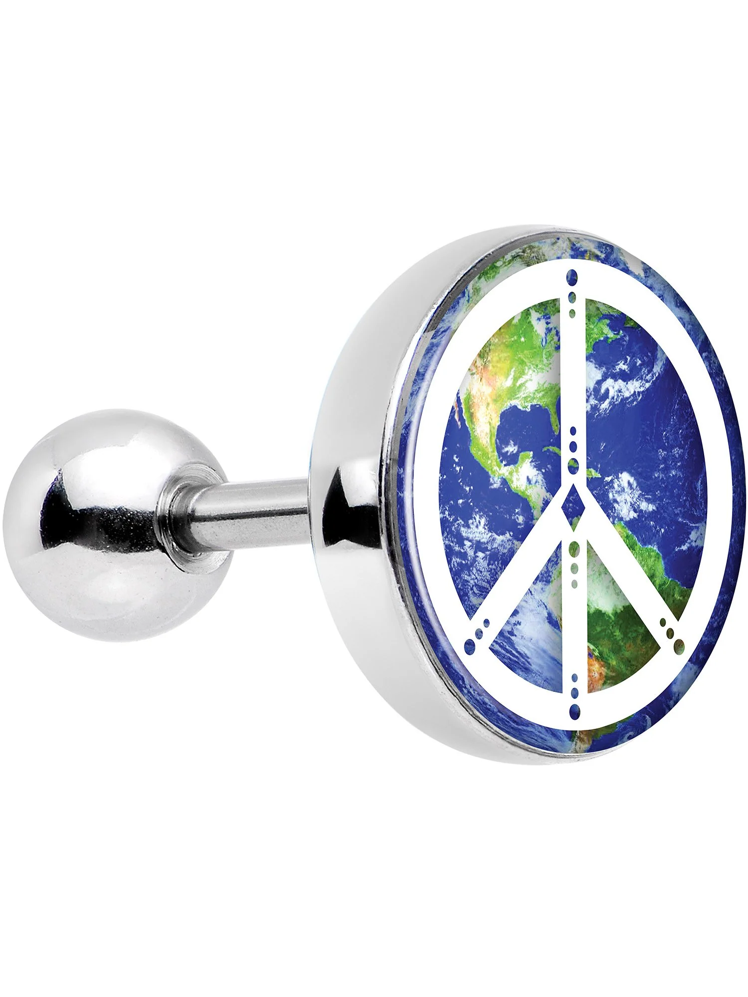 16G 1/4 Peace on Earth Tragus Cartilage Earring - Image 4