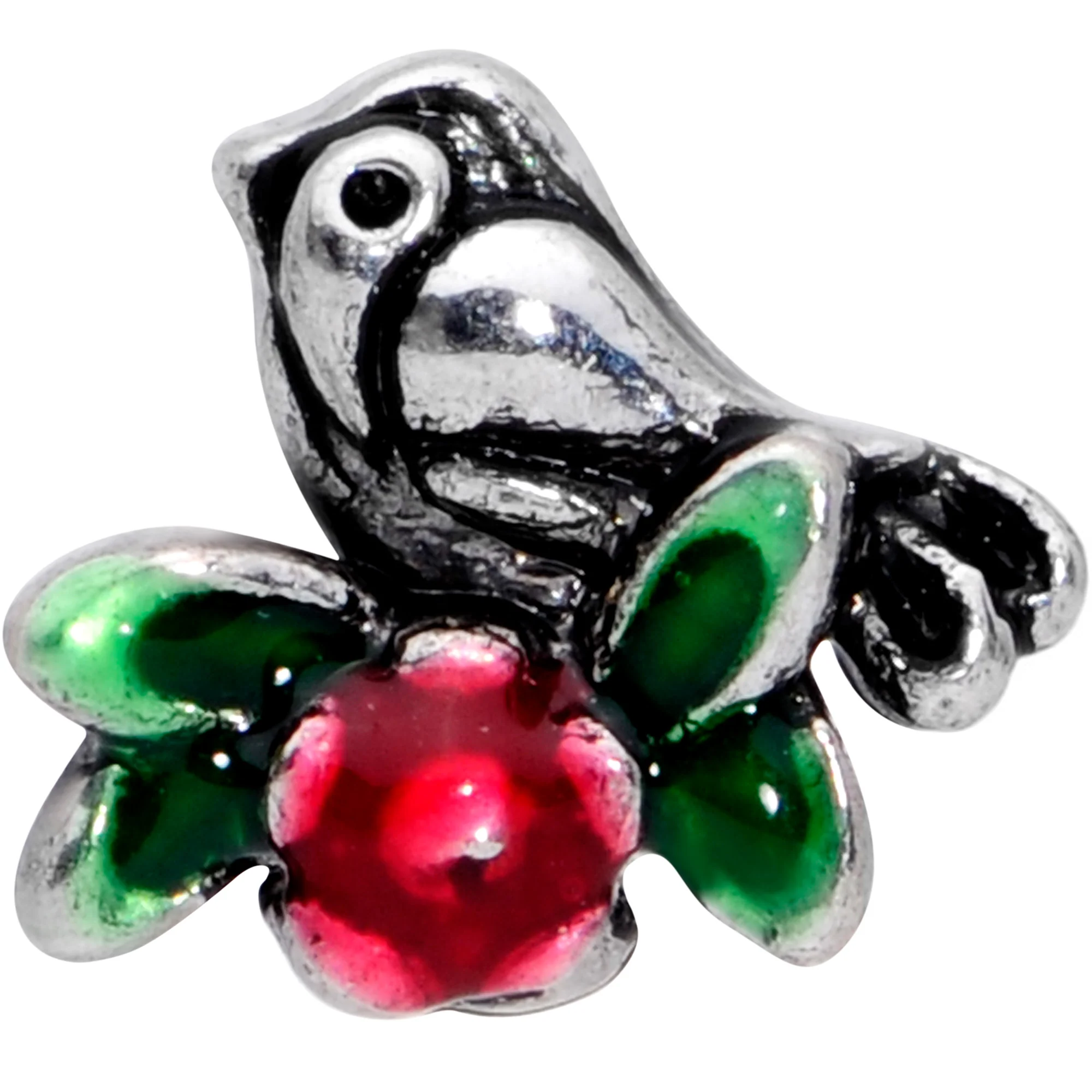 16G 1/4 Perching Bird Flower Labret Monroe Tragus - Image 2