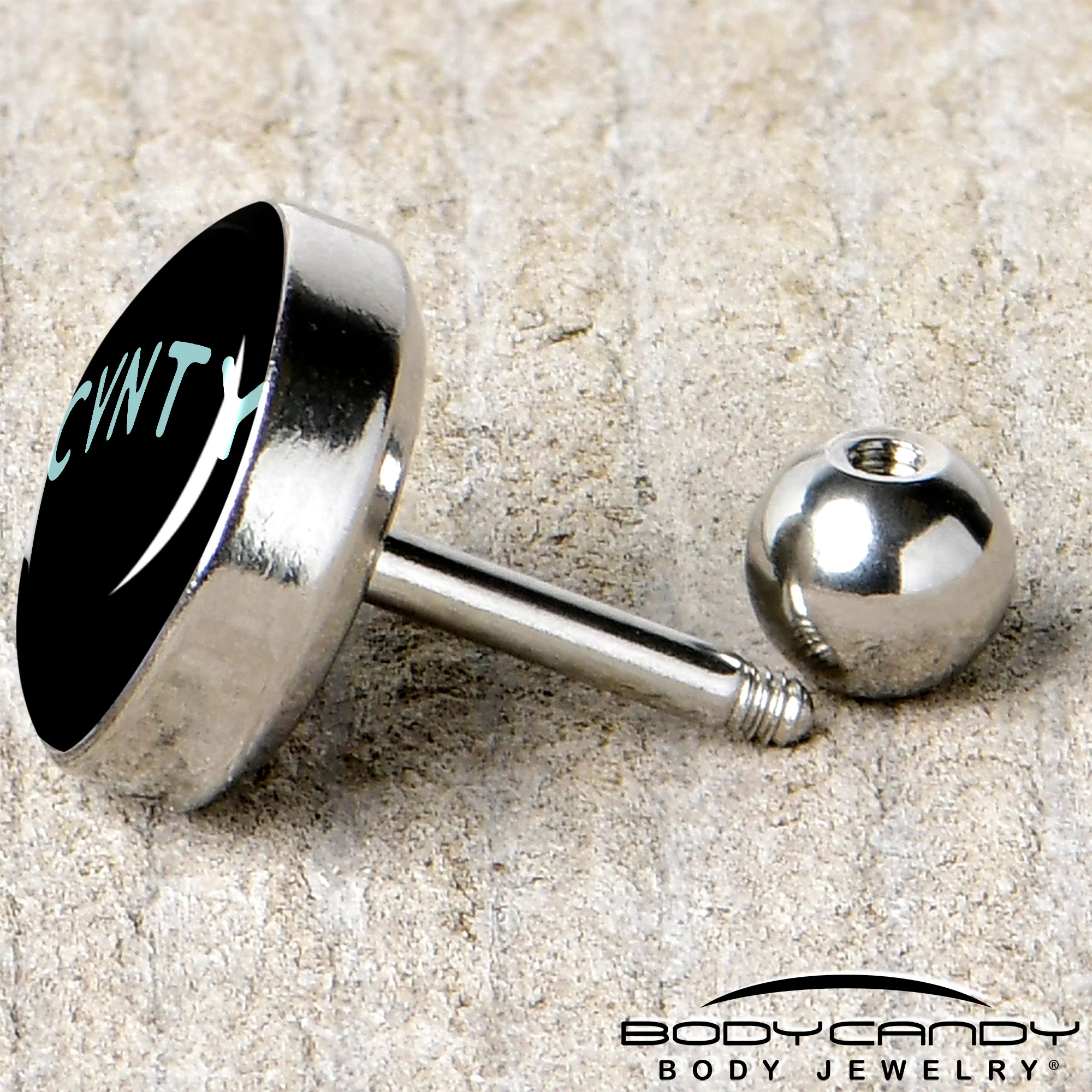 16G 1/4 Phrase Logo CVNTY Tragus Cartilage Earring by Onyx O - Image 5