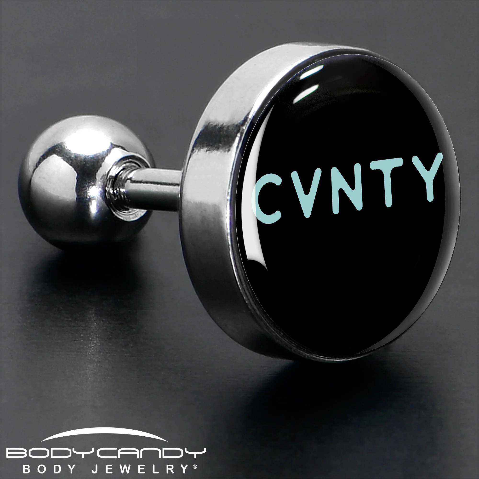 16G 1/4 Phrase Logo CVNTY Tragus Cartilage Earring by Onyx O - Image 7