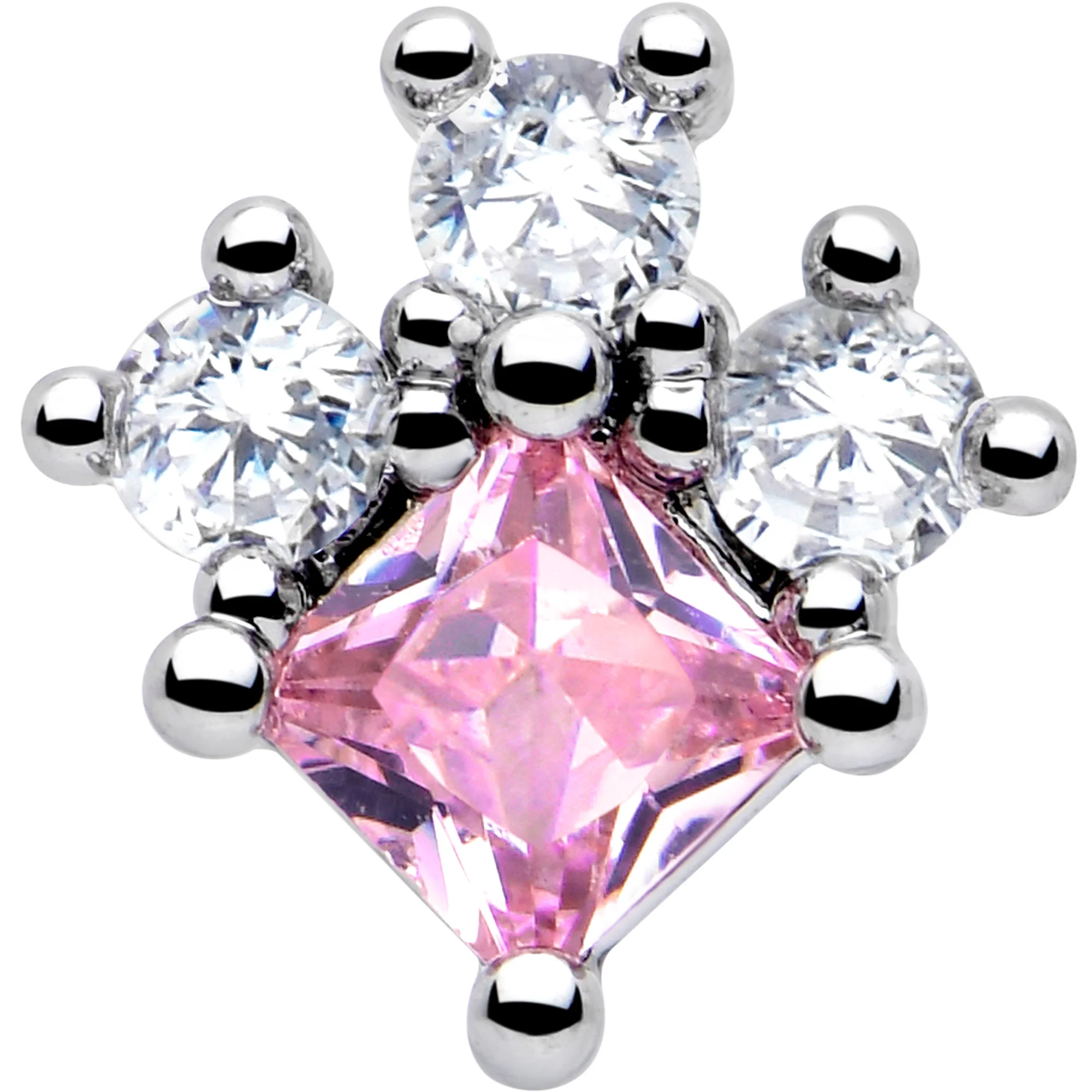 16G 1/4 Pink Clear CZ Gem Rhombus Riot Cartilage Tragus Earring - Image 3