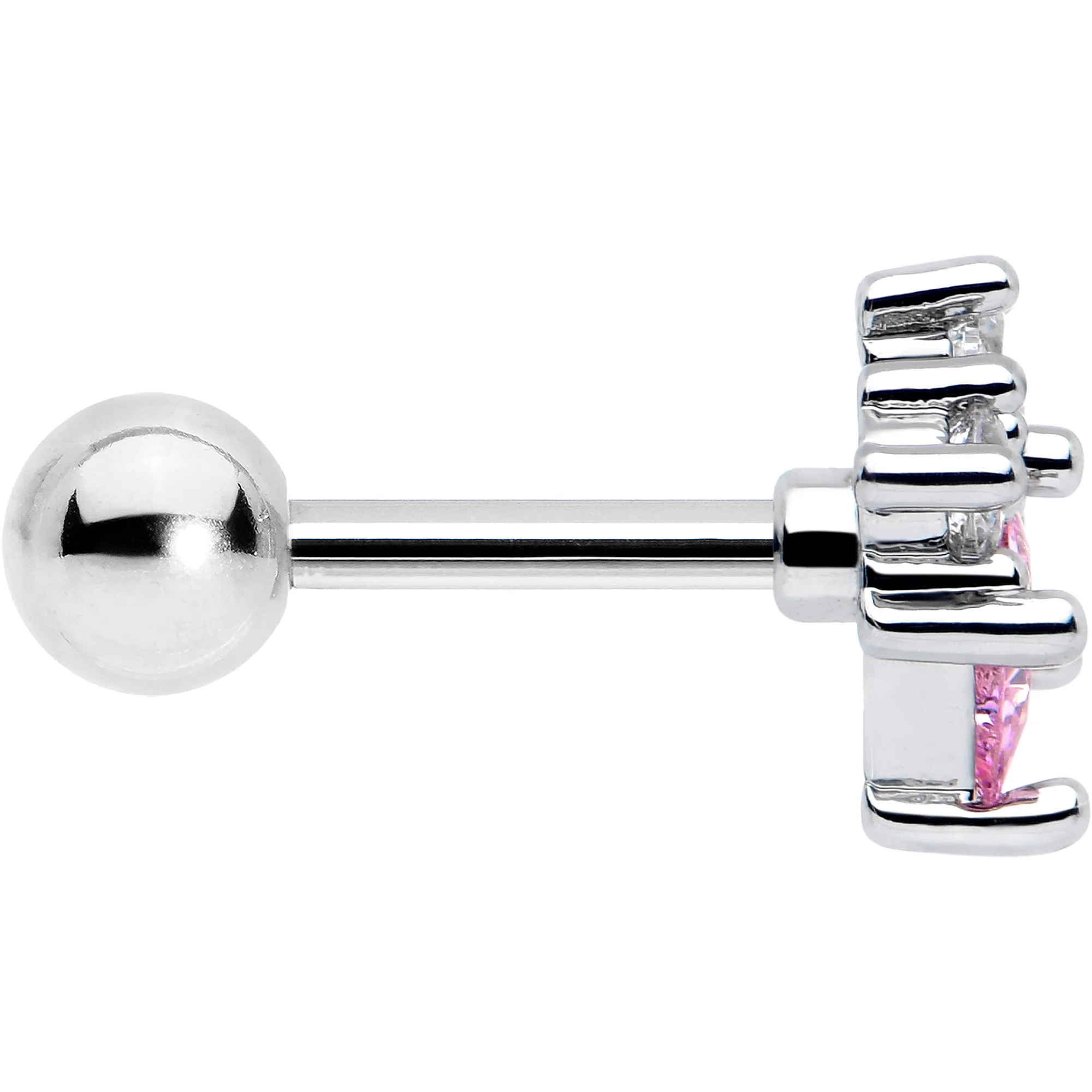 16G 1/4 Pink Clear CZ Gem Rhombus Riot Cartilage Tragus Earring - Image 4