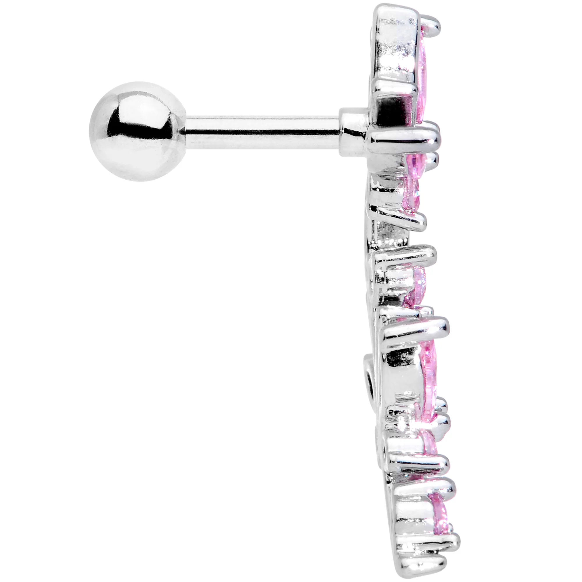 16G 1/4 Pink CZ Gem Butterflies Left Ear Cartilage Tragus - Image 3