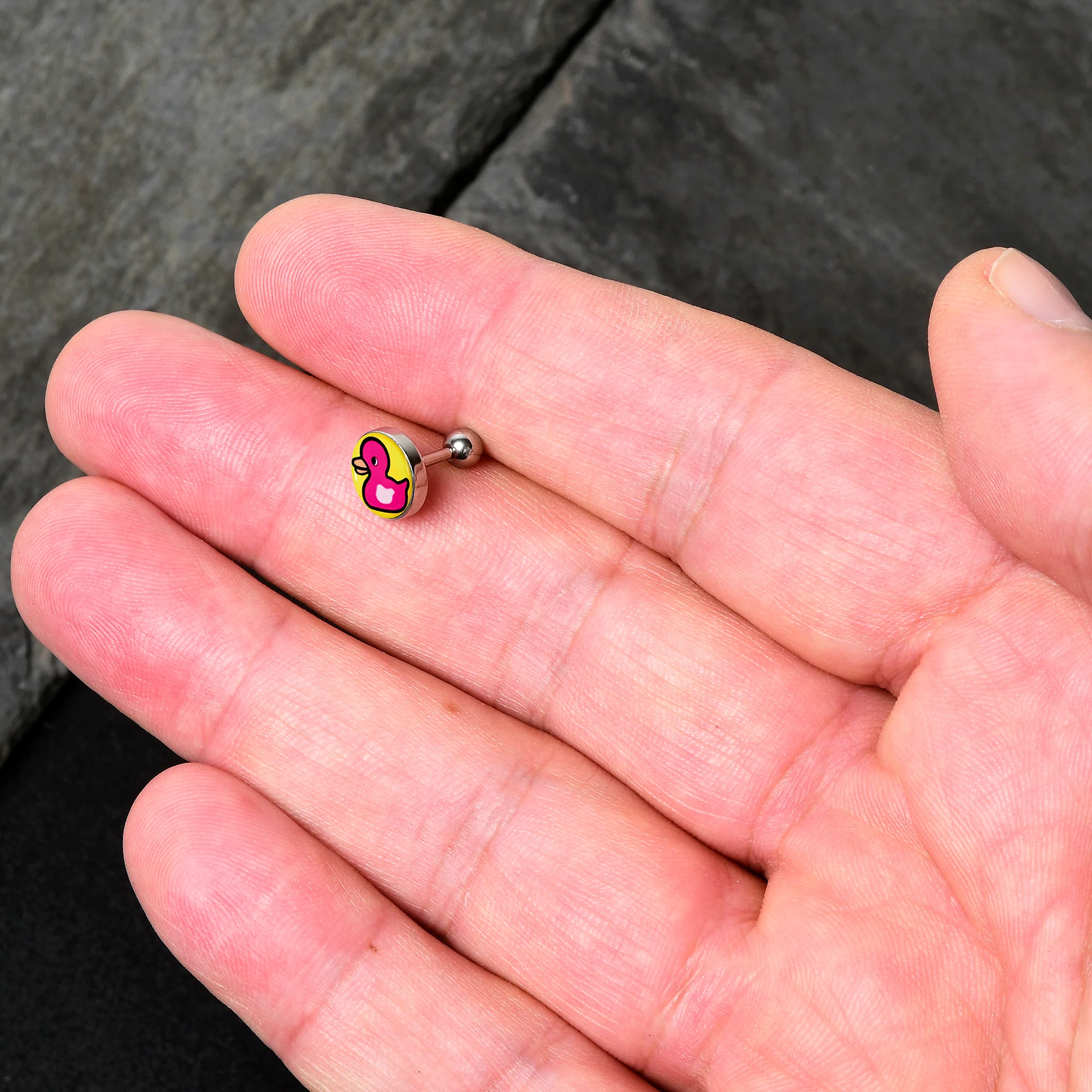 16G 1/4 Pink Ducky Cartilage Tragus Earring by Onyx O - Image 3