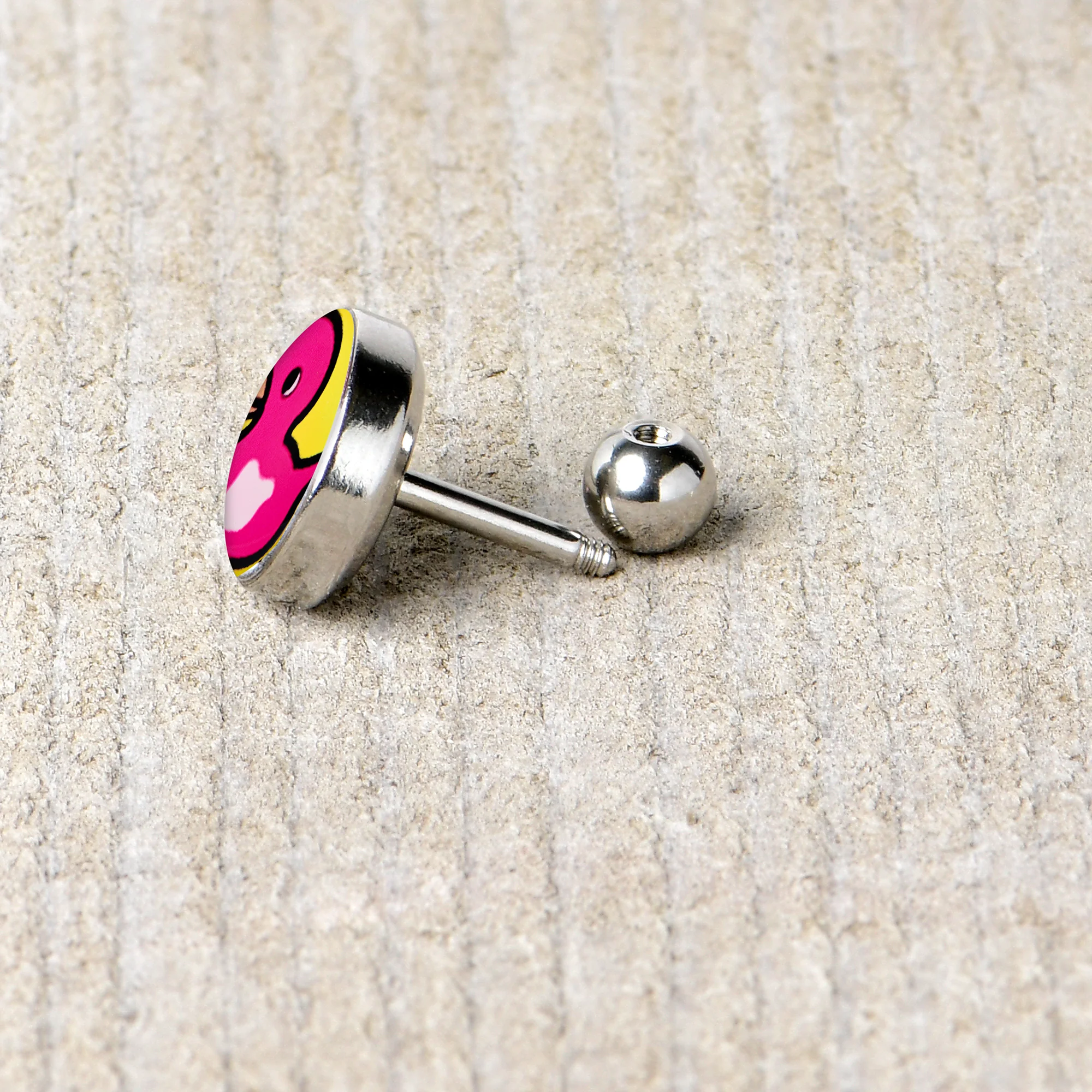 16G 1/4 Pink Ducky Cartilage Tragus Earring by Onyx O - Image 5