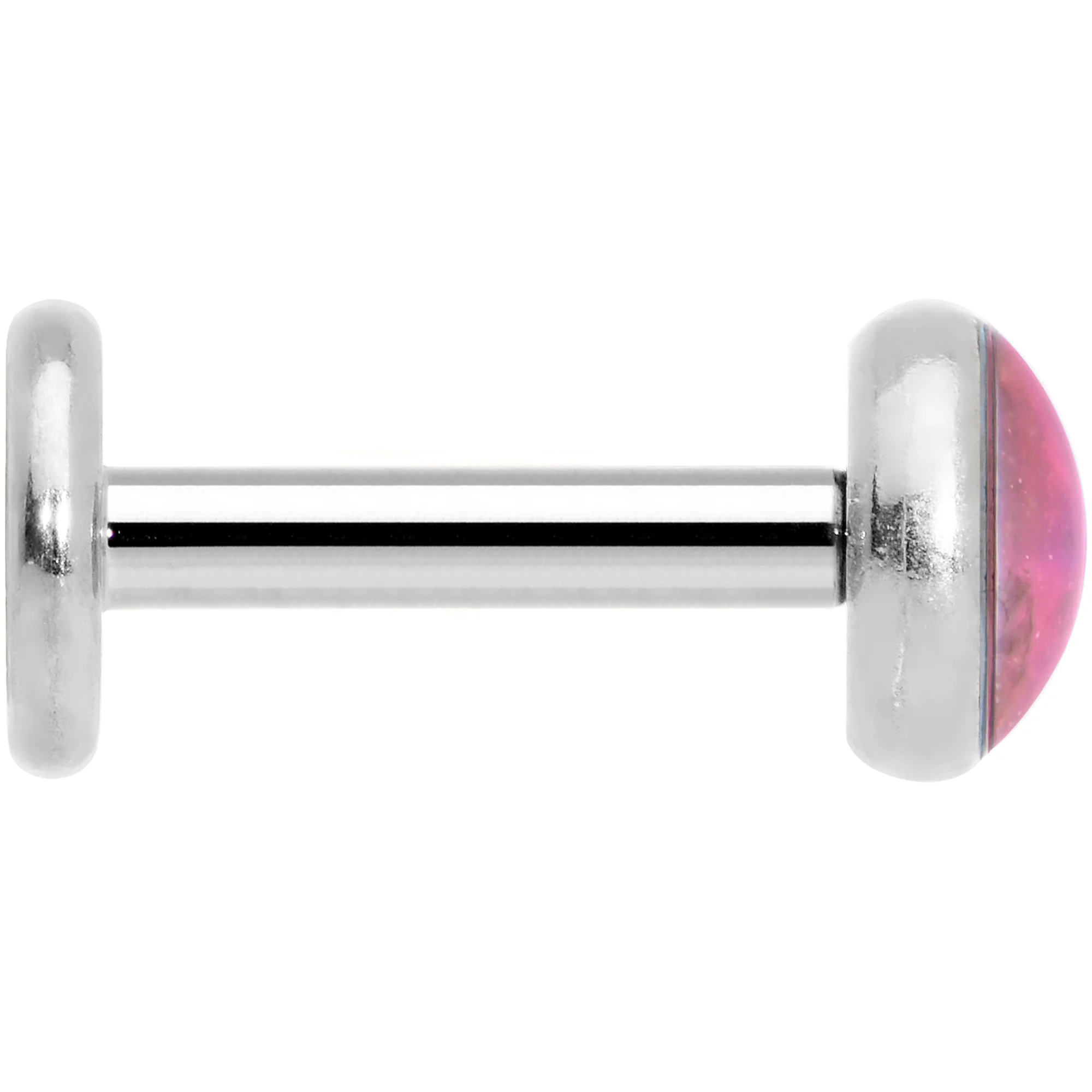 16G 1/4 Pink Faux Opal Internally Threaded Labret Monroe Tragus - Image 3