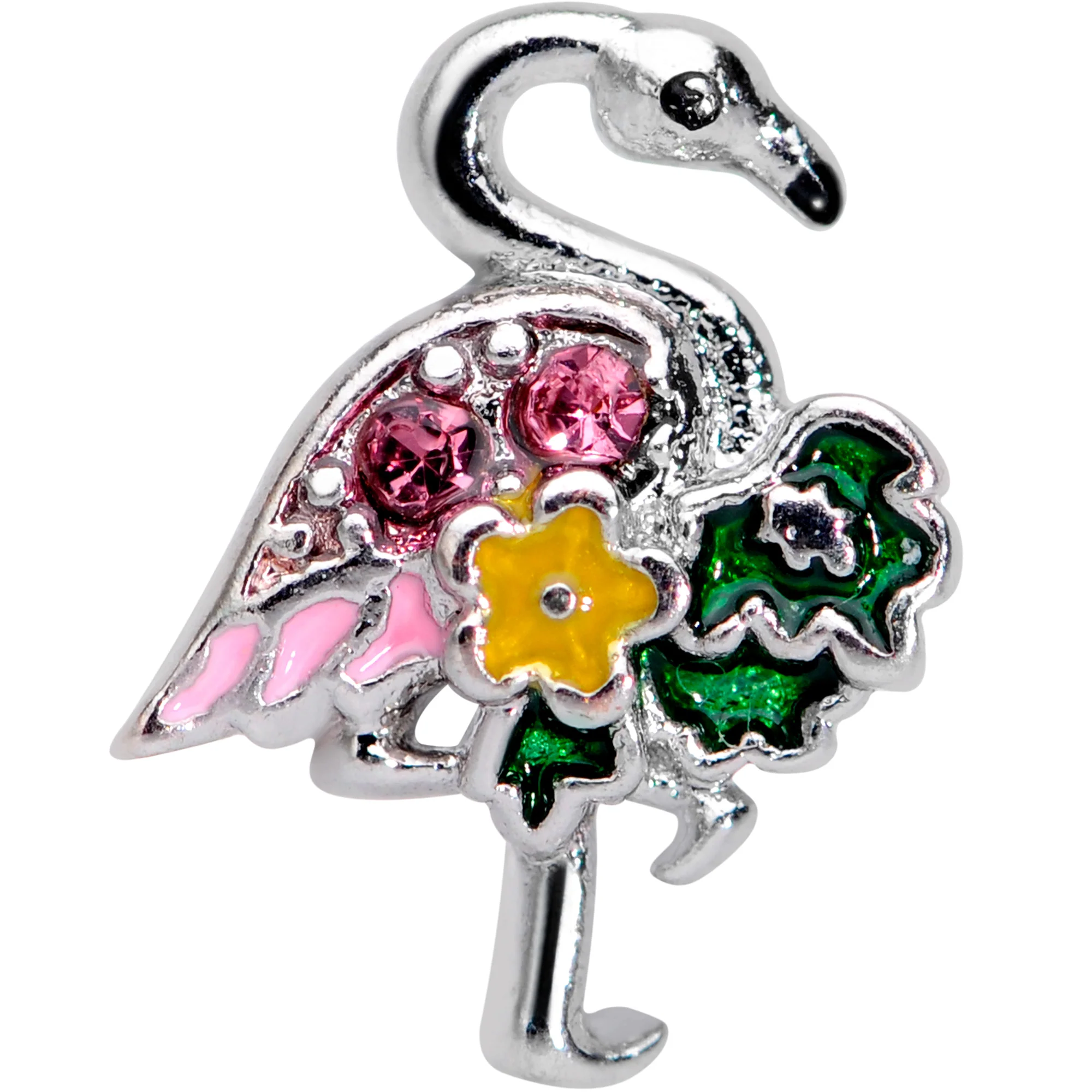 16G 1/4 Pink Gem Funky Flamingo Cartilage Tragus Earring - Image 2