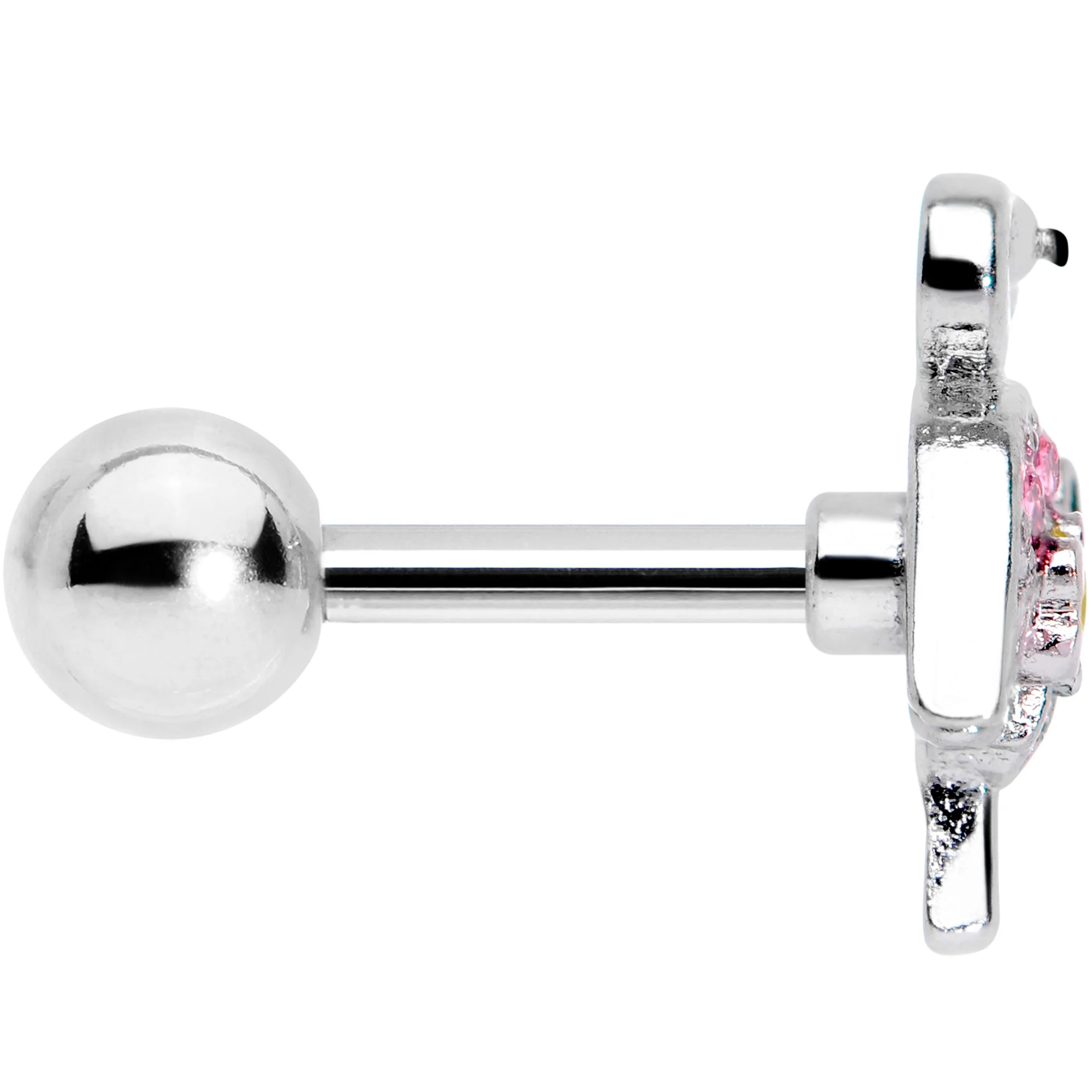 16G 1/4 Pink Gem Funky Flamingo Cartilage Tragus Earring - Image 3