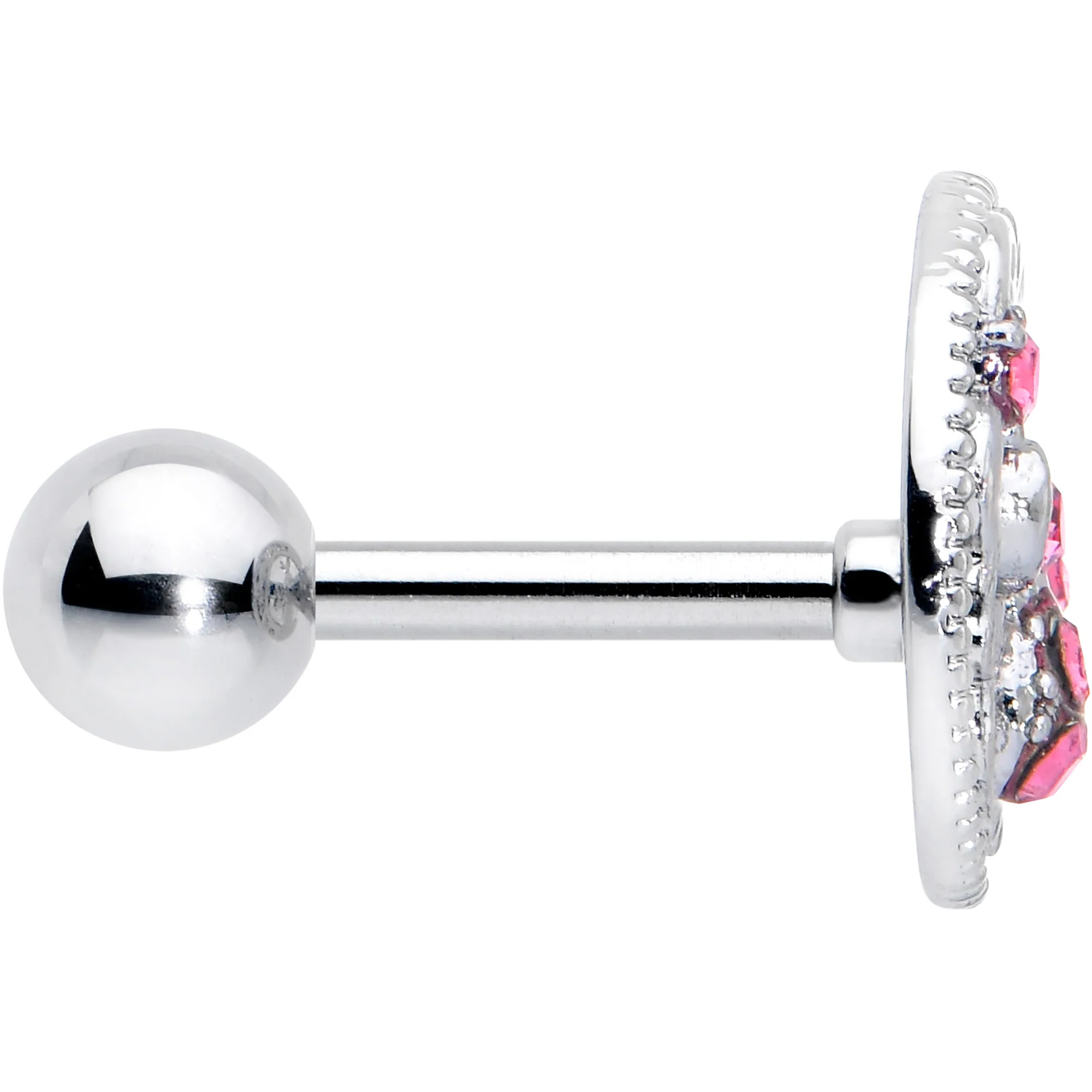 16G 1/4 Pink Gem Lunar Dragonfly Cartilage Tragus Earring - Image 3