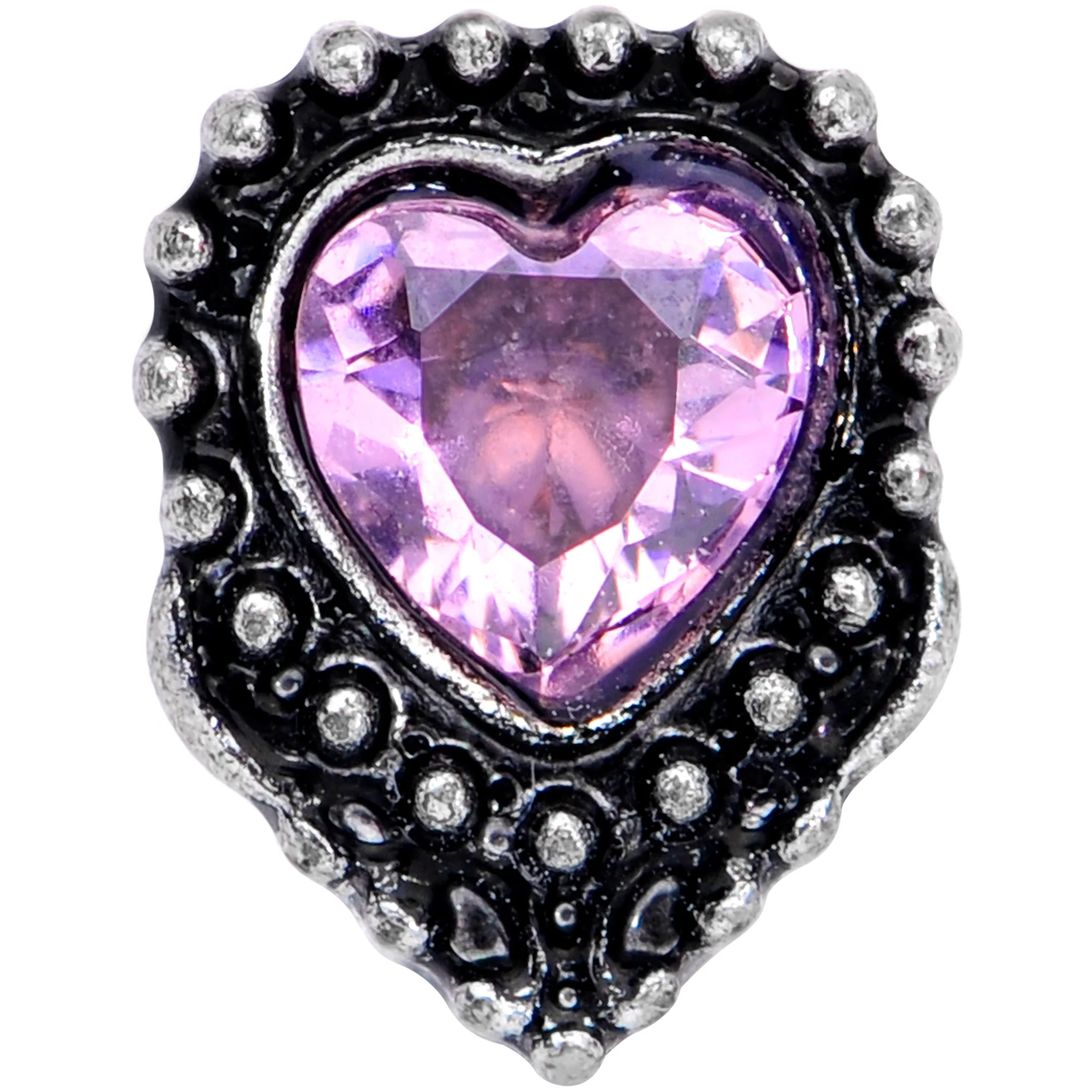 16G 1/4 Pink Gem Regal Valentines Heart Cartilage Tragus Earring - Image 2