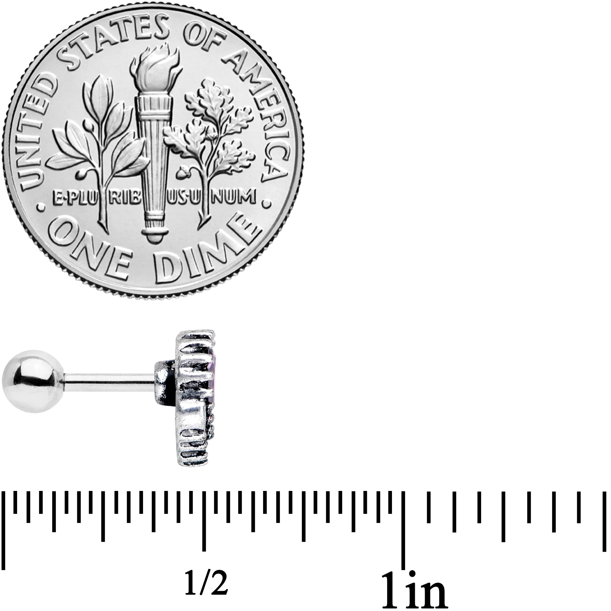 16G 1/4 Pink Gem Regal Valentines Heart Cartilage Tragus Earring - Image 4