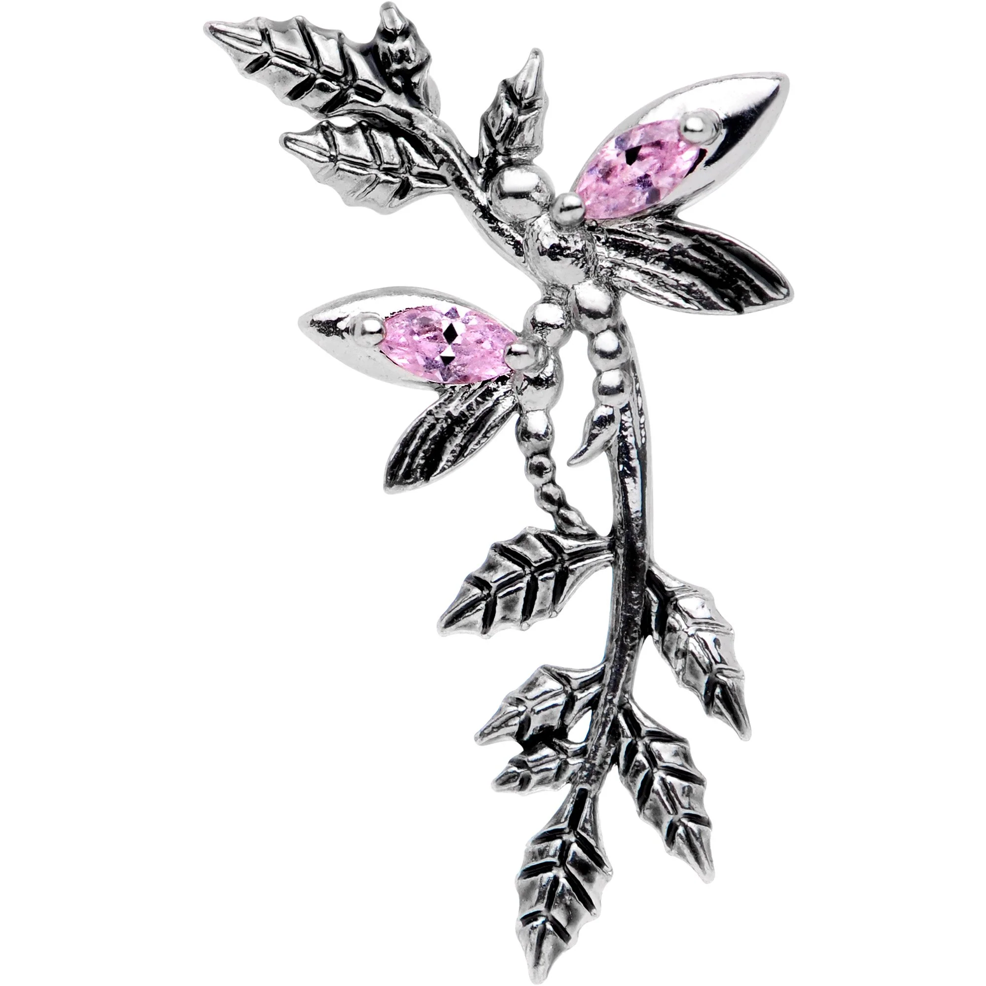 16G 1/4 Pink Gem Sprig of Springtime Left Ear Cartilage Earring - Image 2