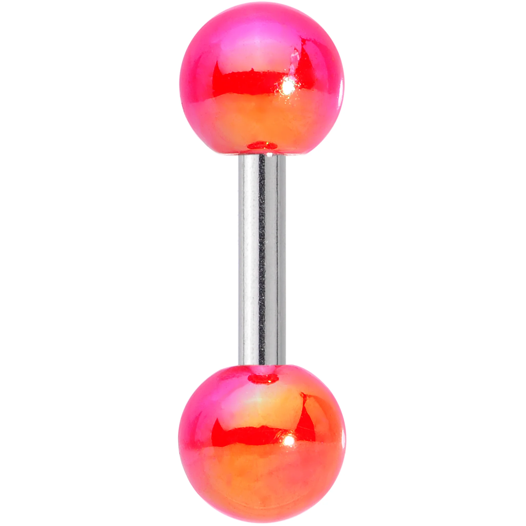 16G 1/4 Pink Orange Pearlescent Acrylic Cartilage Tragus Barbell - Image 2