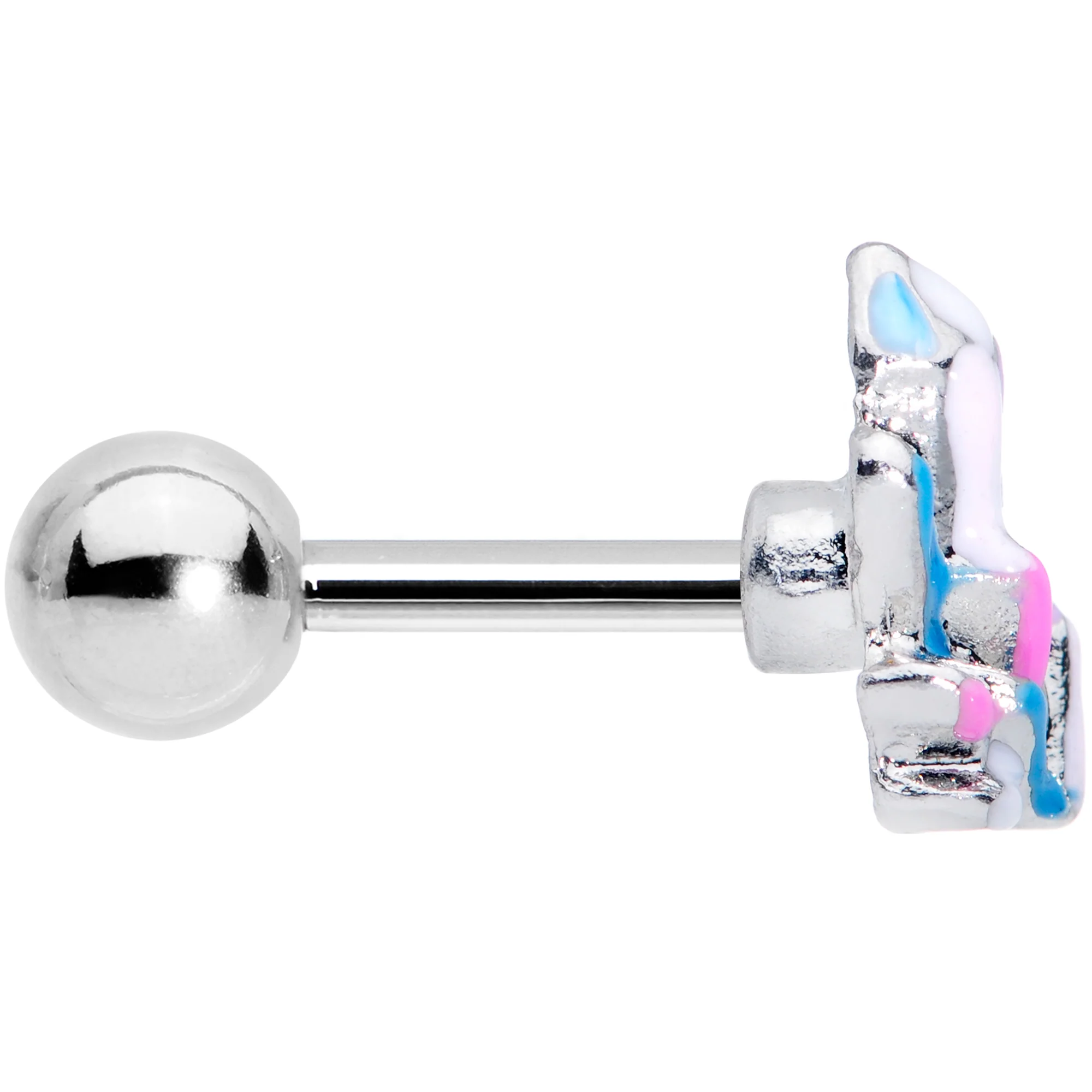 16G 1/4 Pink White Geology Cartilage Tragus Earring - Image 3