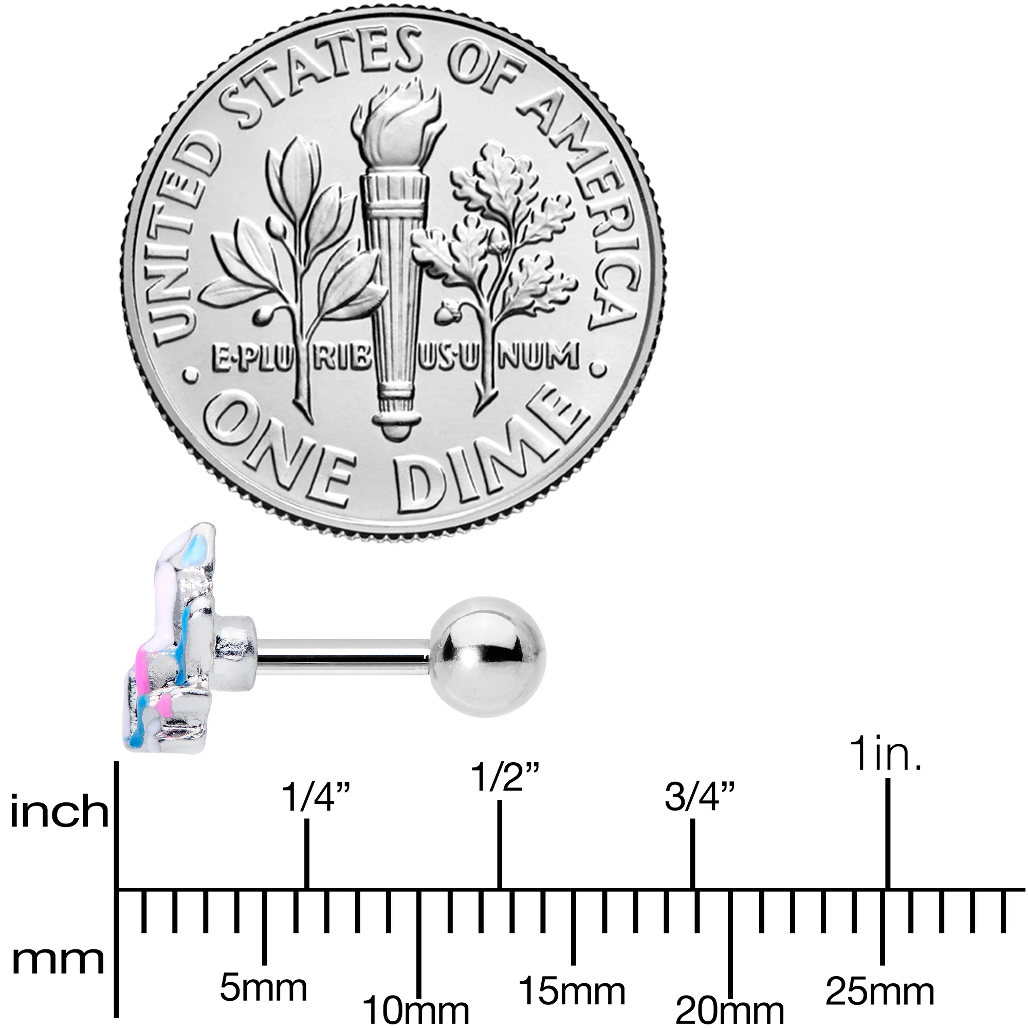 16G 1/4 Pink White Geology Cartilage Tragus Earring - Image 4