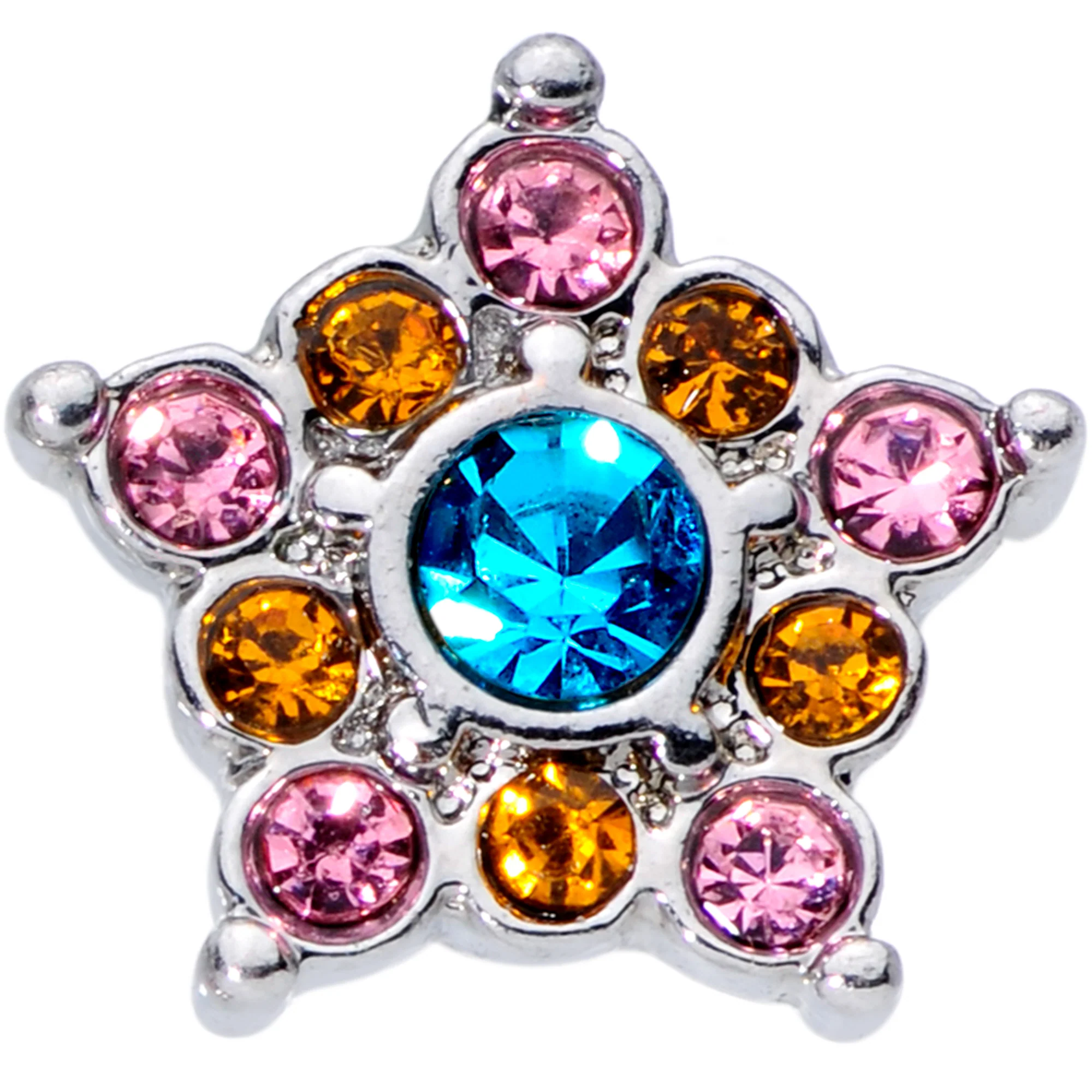 16G 1/4 Pink Yellow Blue Gem Showy Star Cartilage Tragus Earring - Image 2
