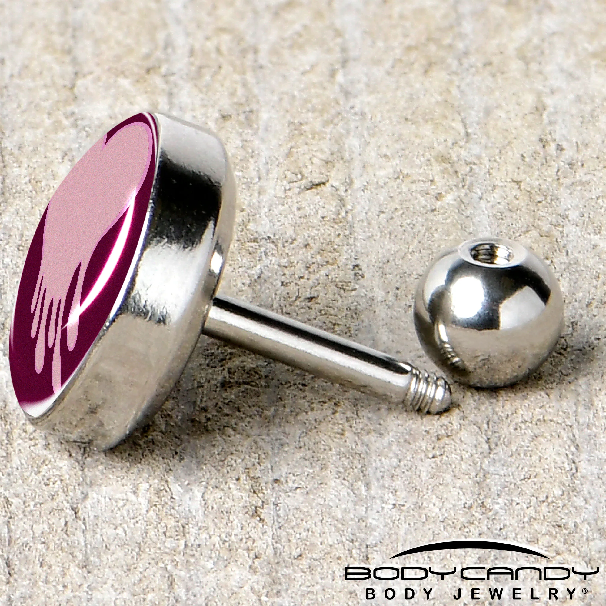 16G 1/4 Pinkish Melting Heart Tragus Cartilage Earring by Onyx O - Image 5