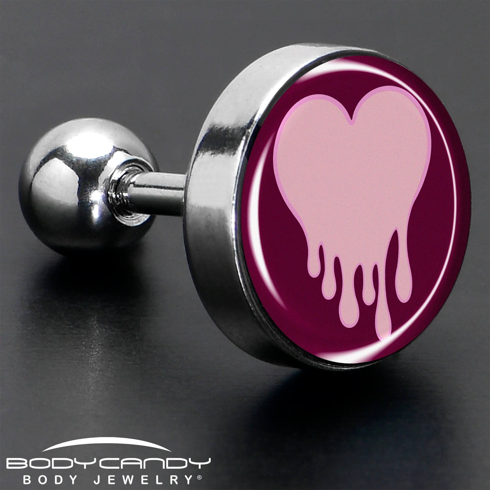 16G 1/4 Pinkish Melting Heart Tragus Cartilage Earring by Onyx O - Image 7