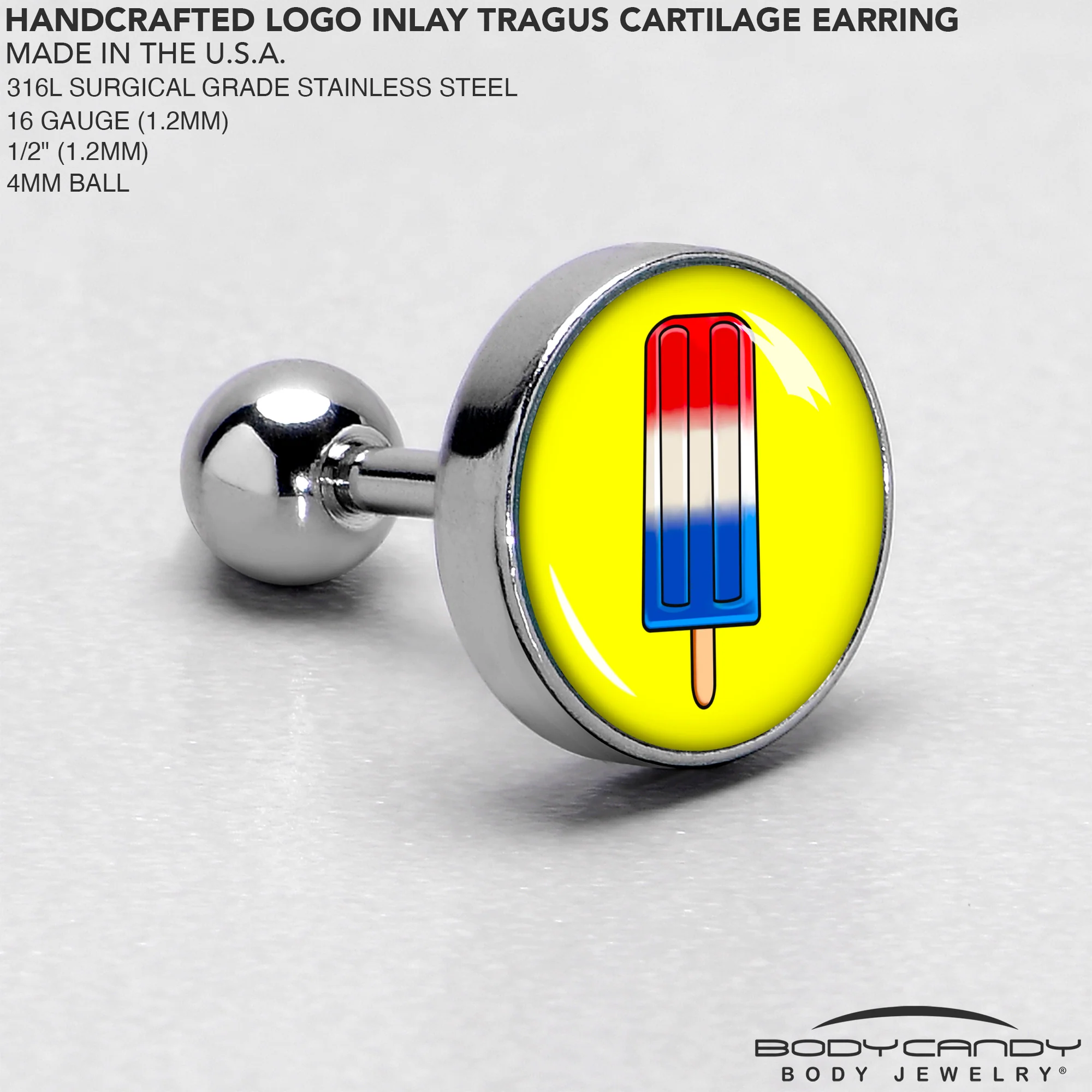 16G 1/4 Popsicle Treat Cartilage Tragus Earring by Onyx O - Image 4