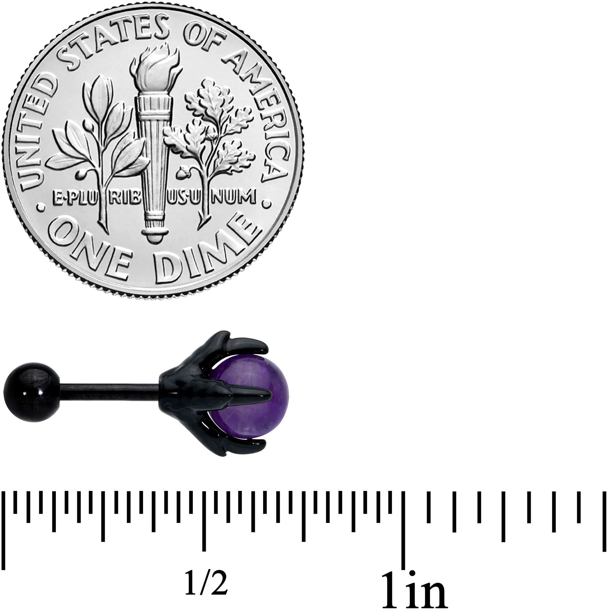 16G 1/4 Purple Amethyst Black Claw Hand Cartilage Tragus Earring - Image 4