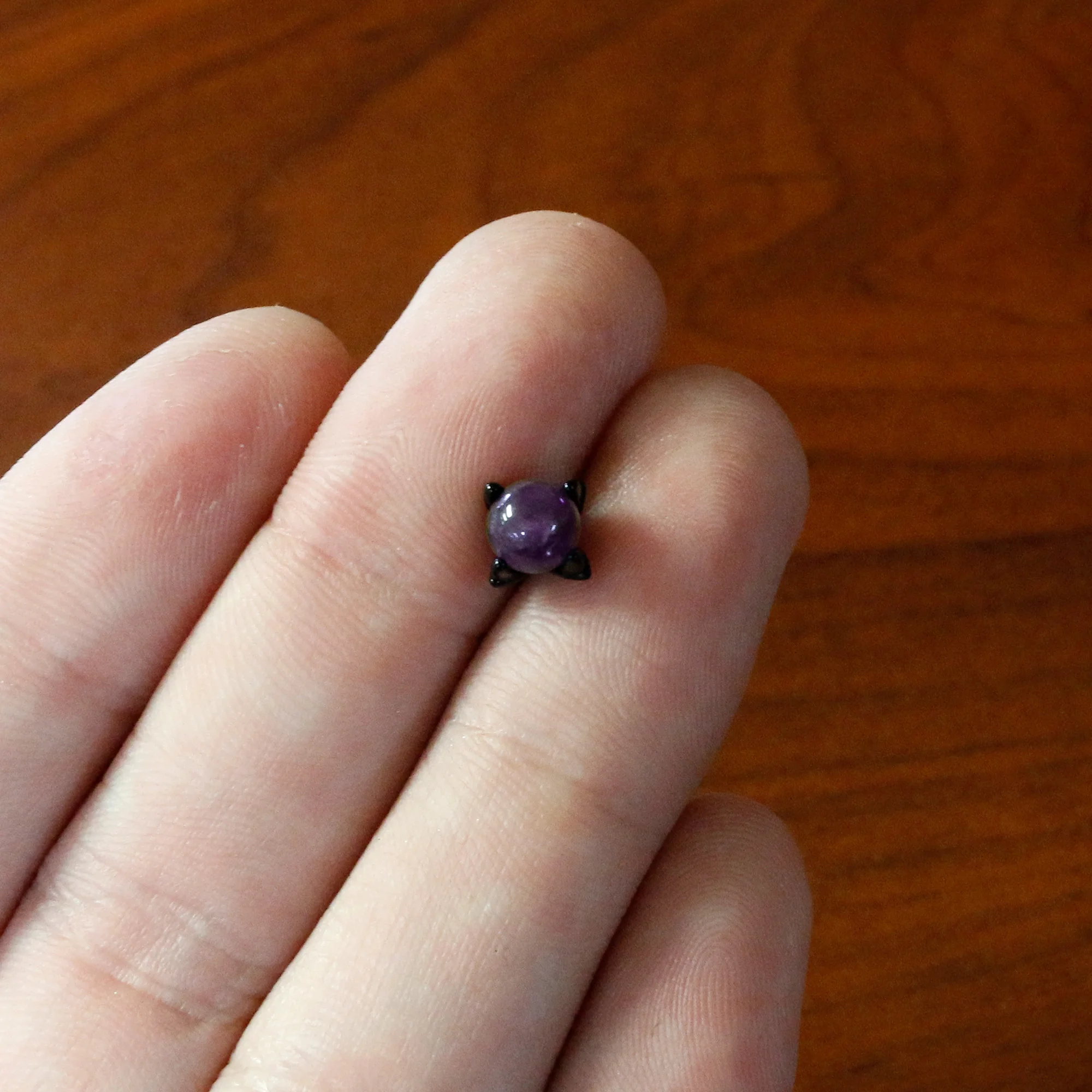 16G 1/4 Purple Amethyst Black Claw Hand Cartilage Tragus Earring - Image 6