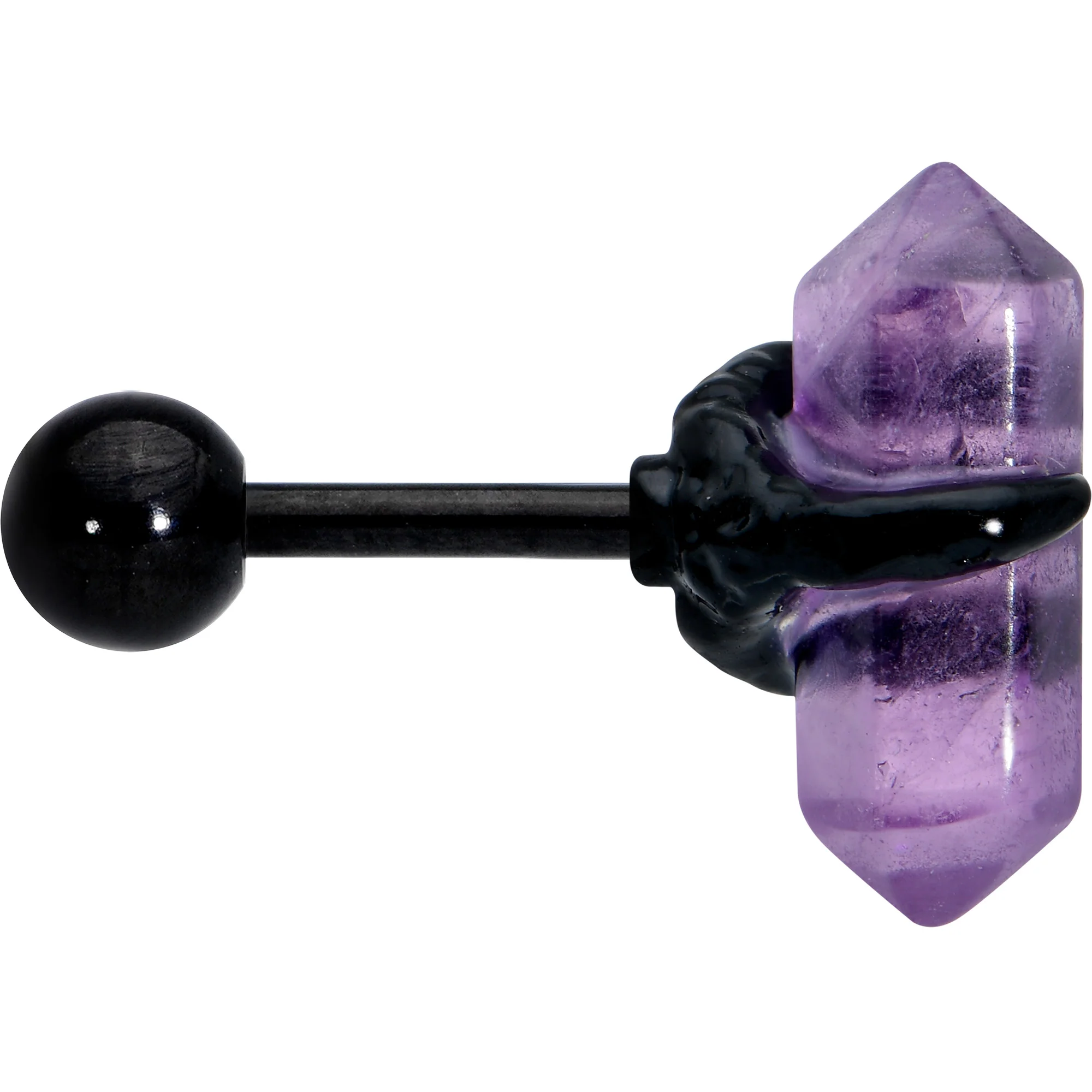 16G 1/4 Purple Amethyst Black Claw Obelisk Cartilage Earring - Image 3