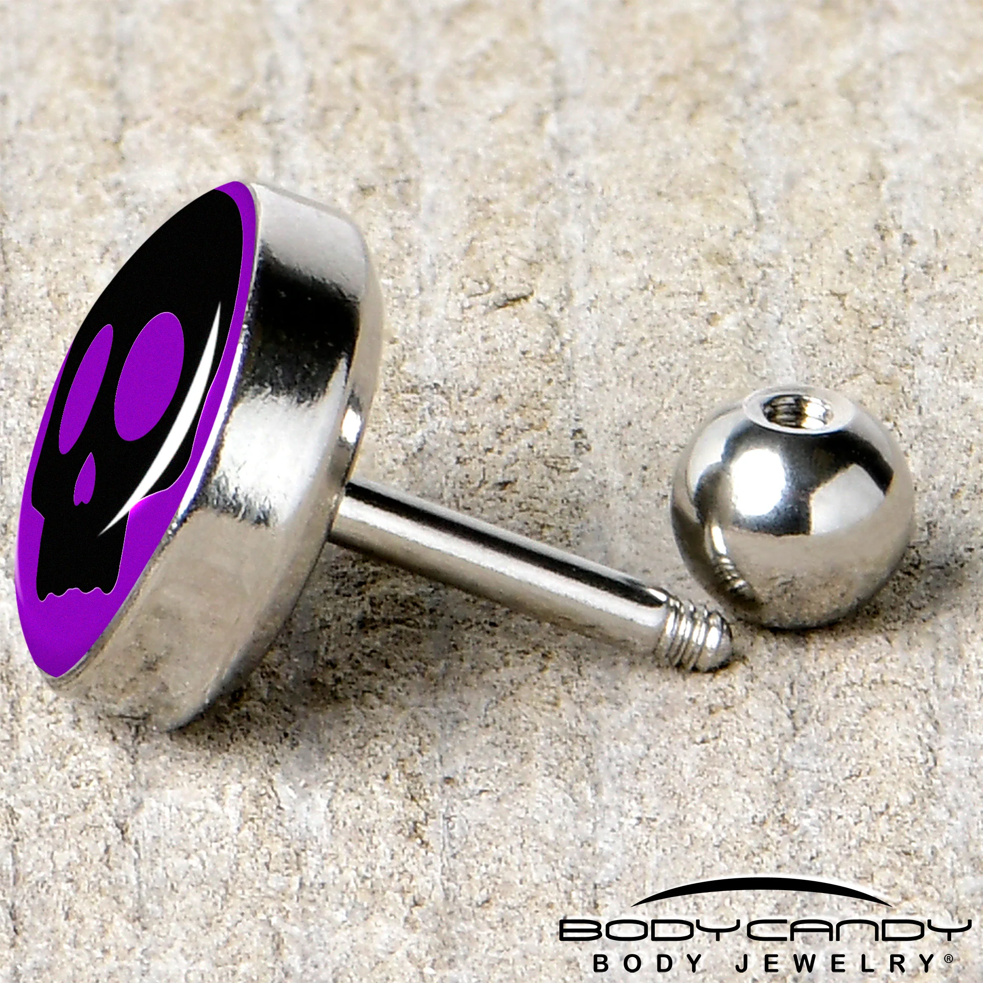 16G 1/4 Purple Black Simple Skull Tragus Cartilage Earring by Onyx O - Image 5